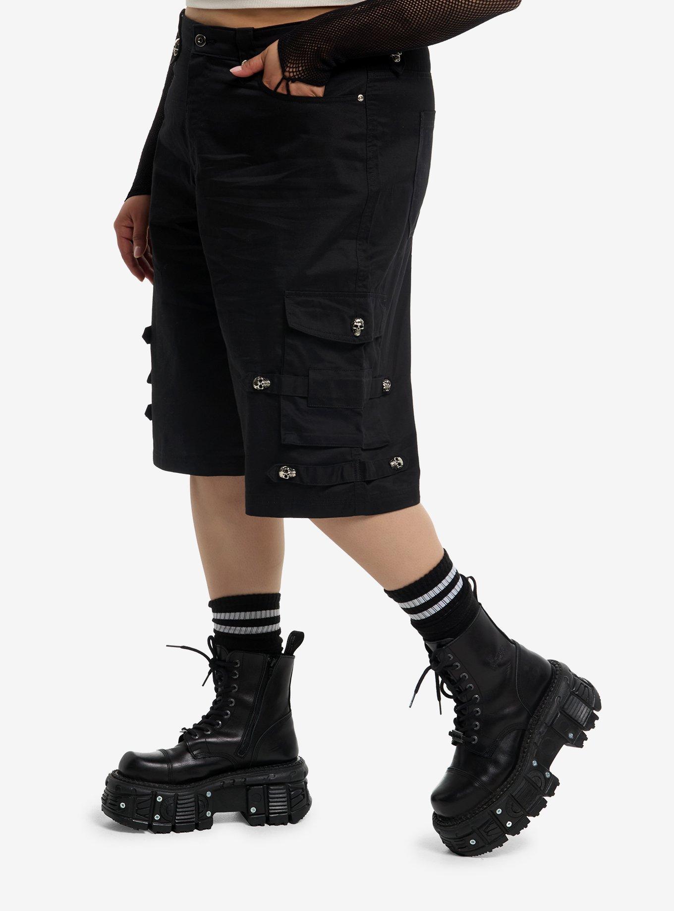 Social Collision Skull Hardware Cargo Shorts Plus Size, MULTI, alternate