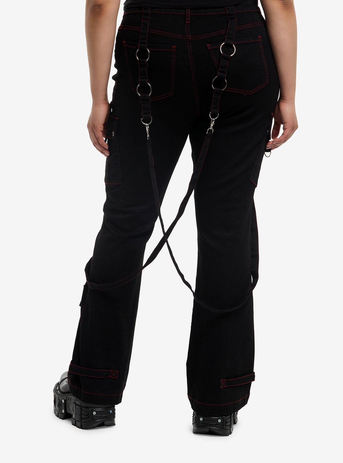 Social Collision O-Ring Suspender Stud Cross Pants Plus Size, , hi-res