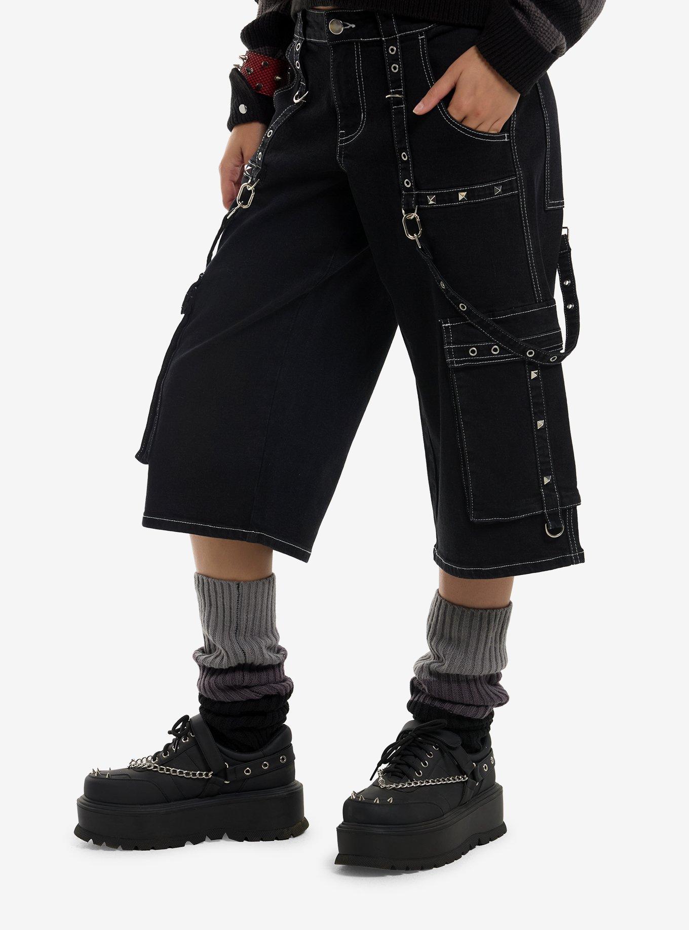 Washed Black Studded Cargo Jorts, MULTI, alternate
