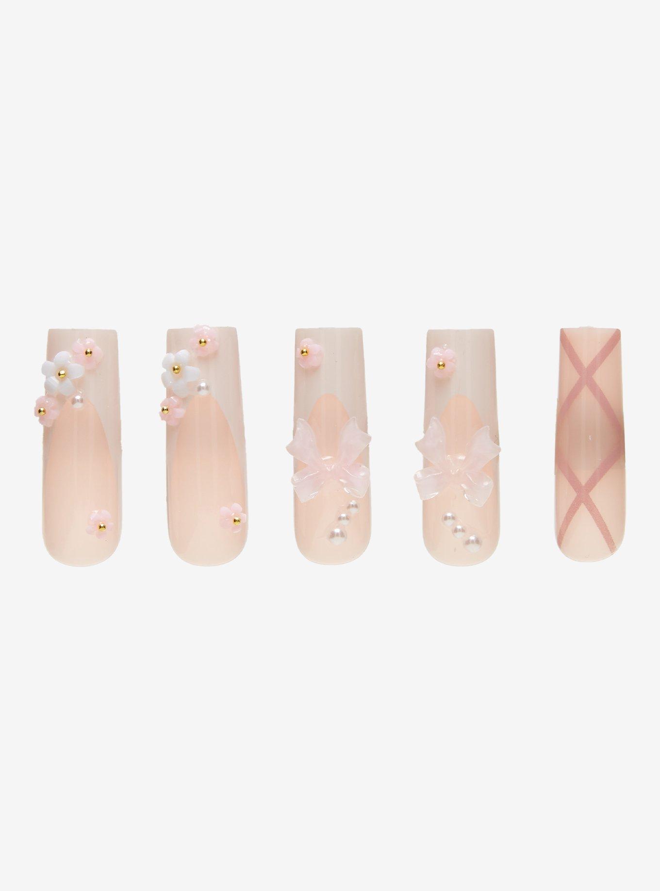 Blackheart Pink Sakura Bow Press-On Nail Set, , hi-res