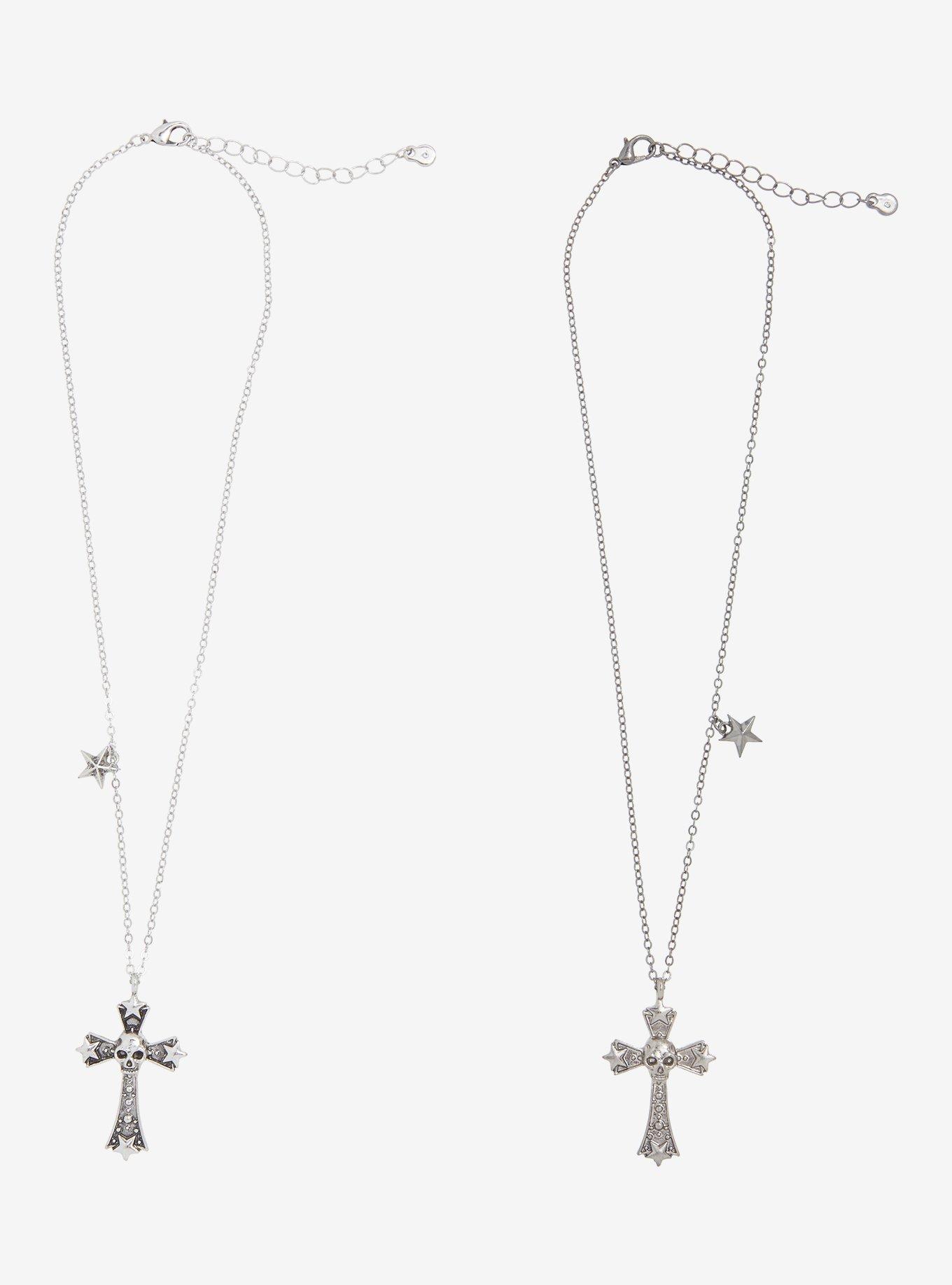 Social Collision Skull Star Cross Best Friend Necklace Set, , hi-res