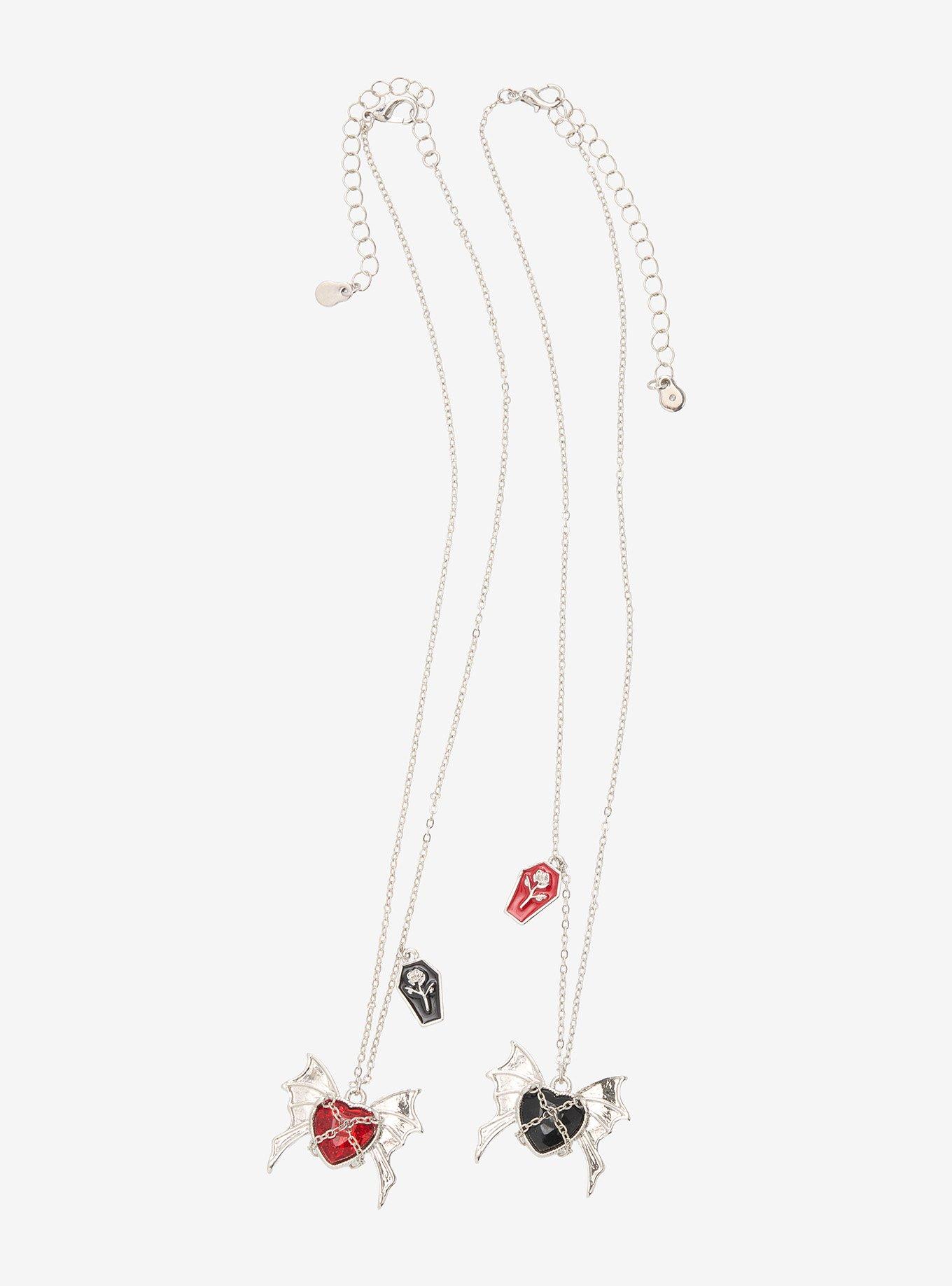 Cosmic Aura Heart Bat Coffin Best Friend Necklace Set, , hi-res
