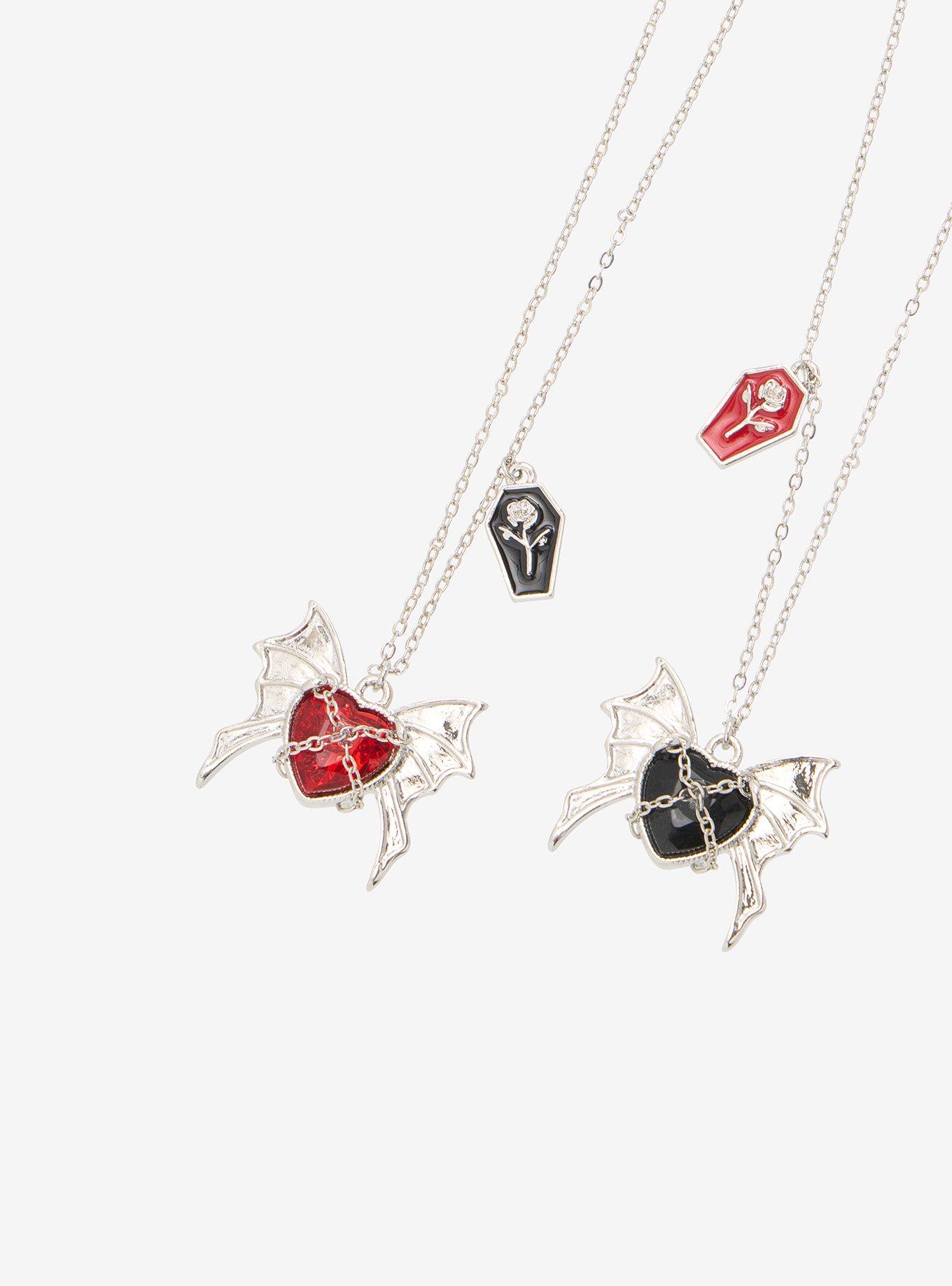 Cosmic Aura Heart Bat Coffin Best Friend Necklace Set, , alternate