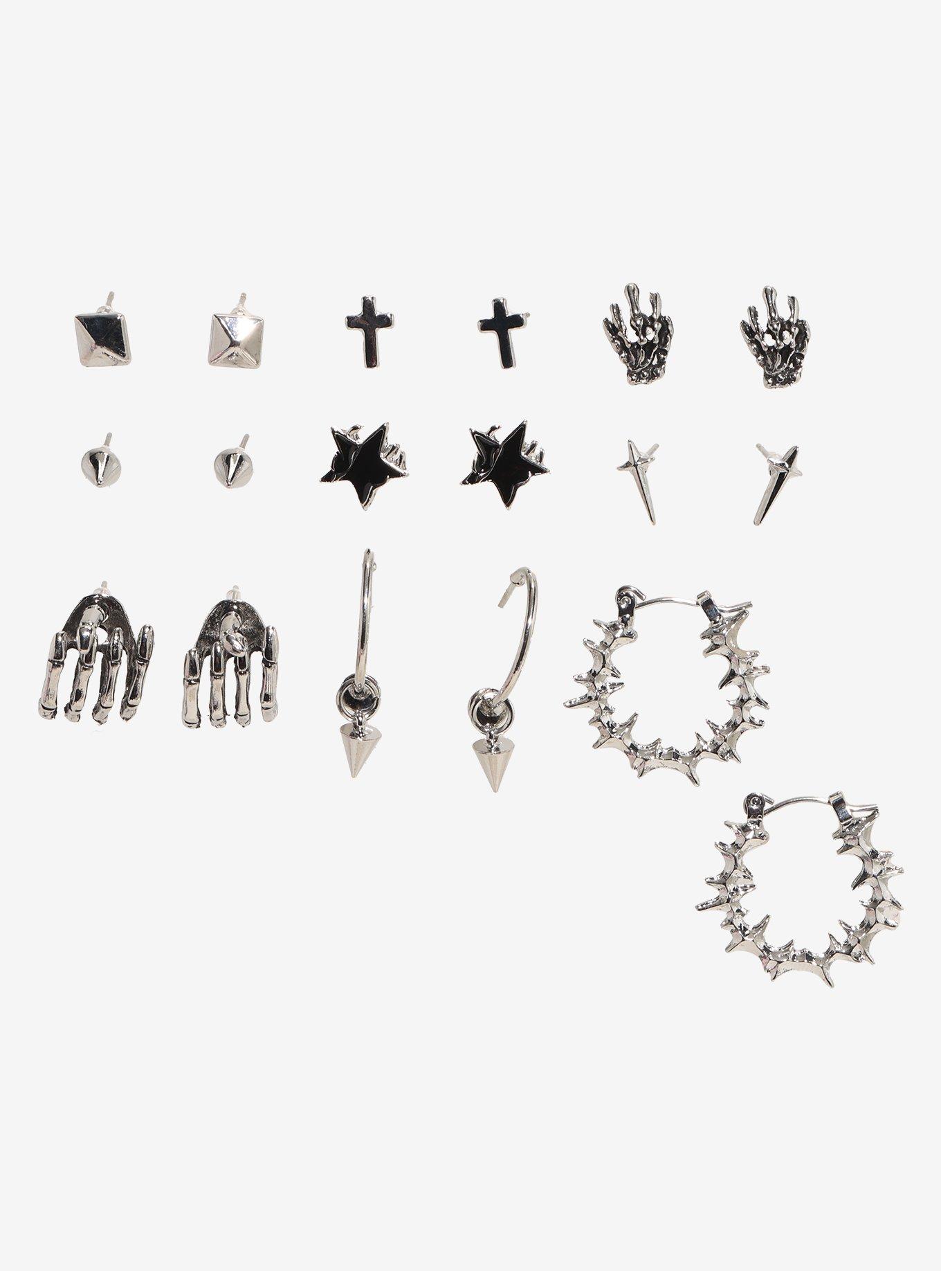 Skeleton Hands Spike Earring Set, , hi-res