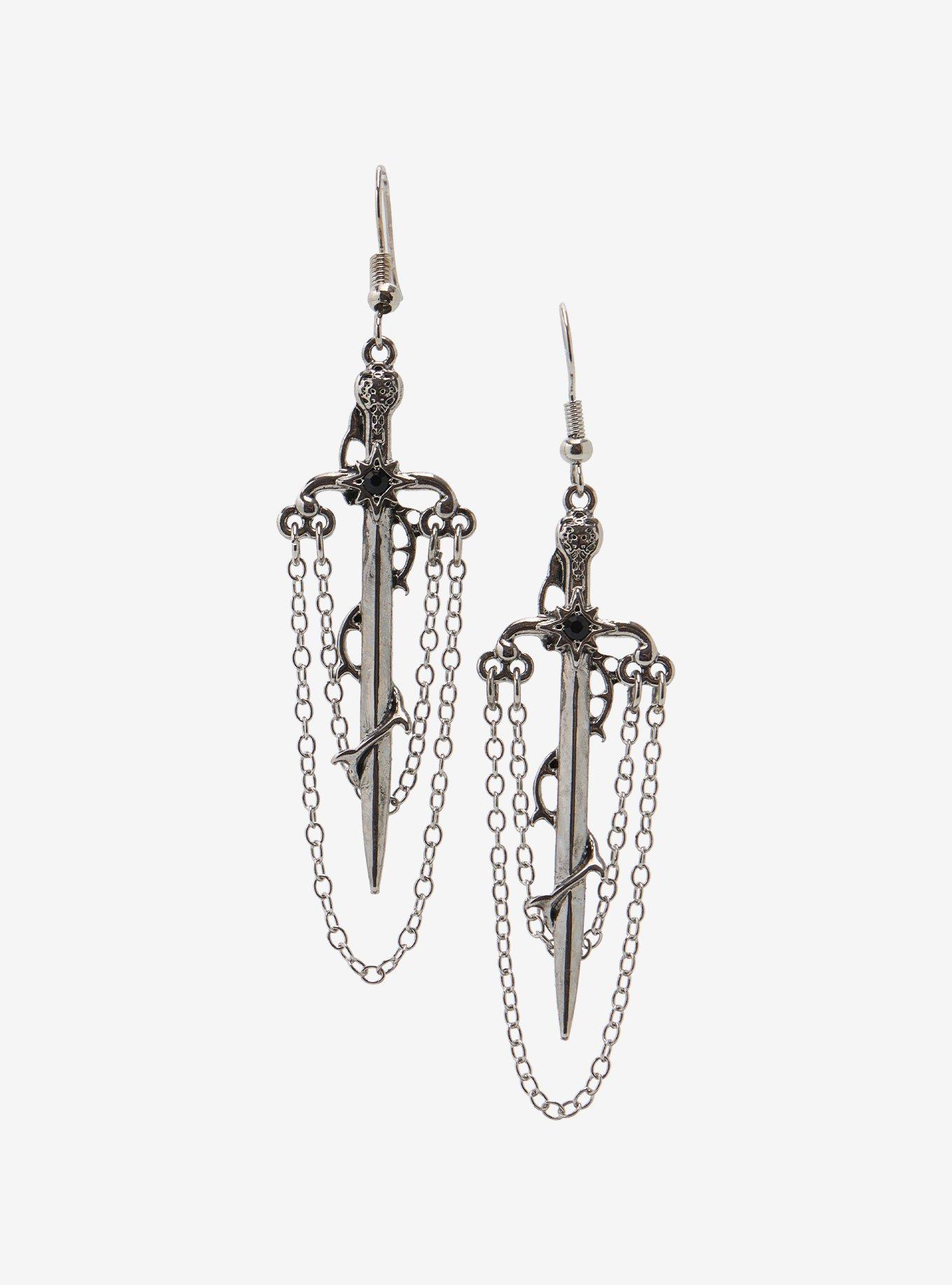 Thorn & Fable Dagger Chains Drop Earrings, , hi-res