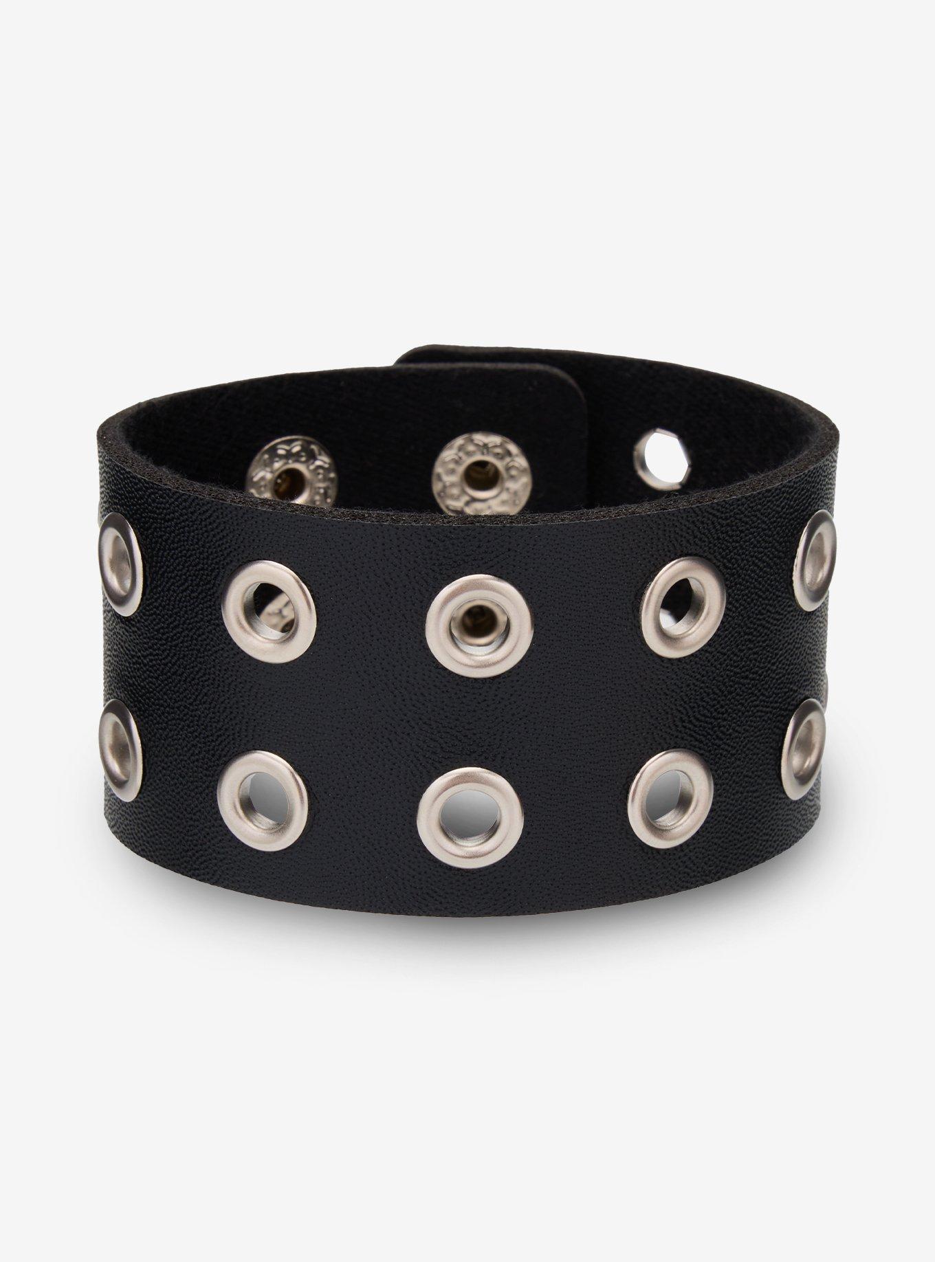 Black Grommet Cuff Bracelet, , hi-res