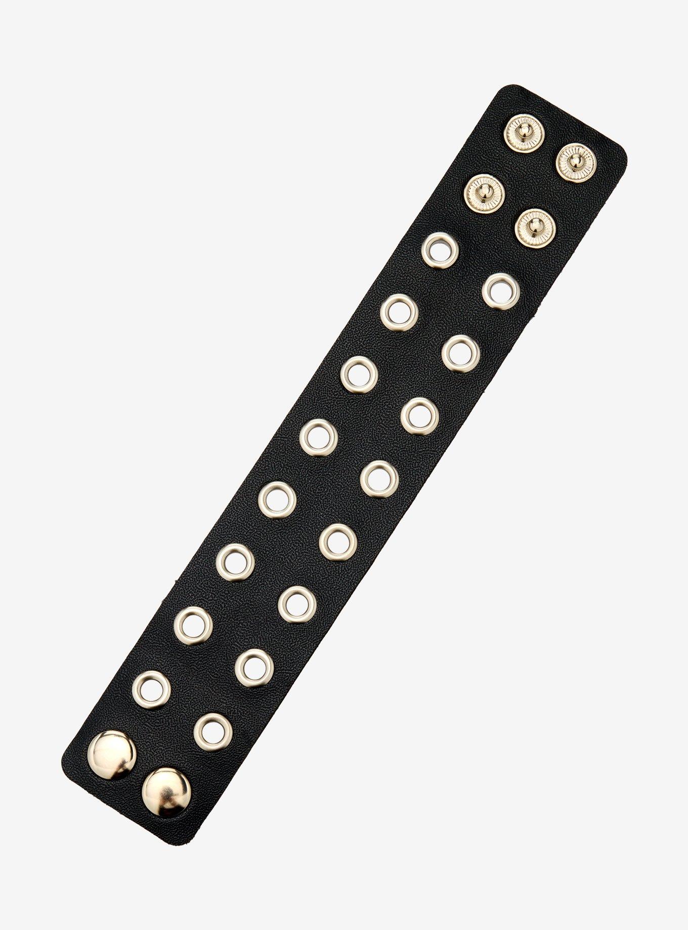 Black Grommet Cuff Bracelet, , alternate