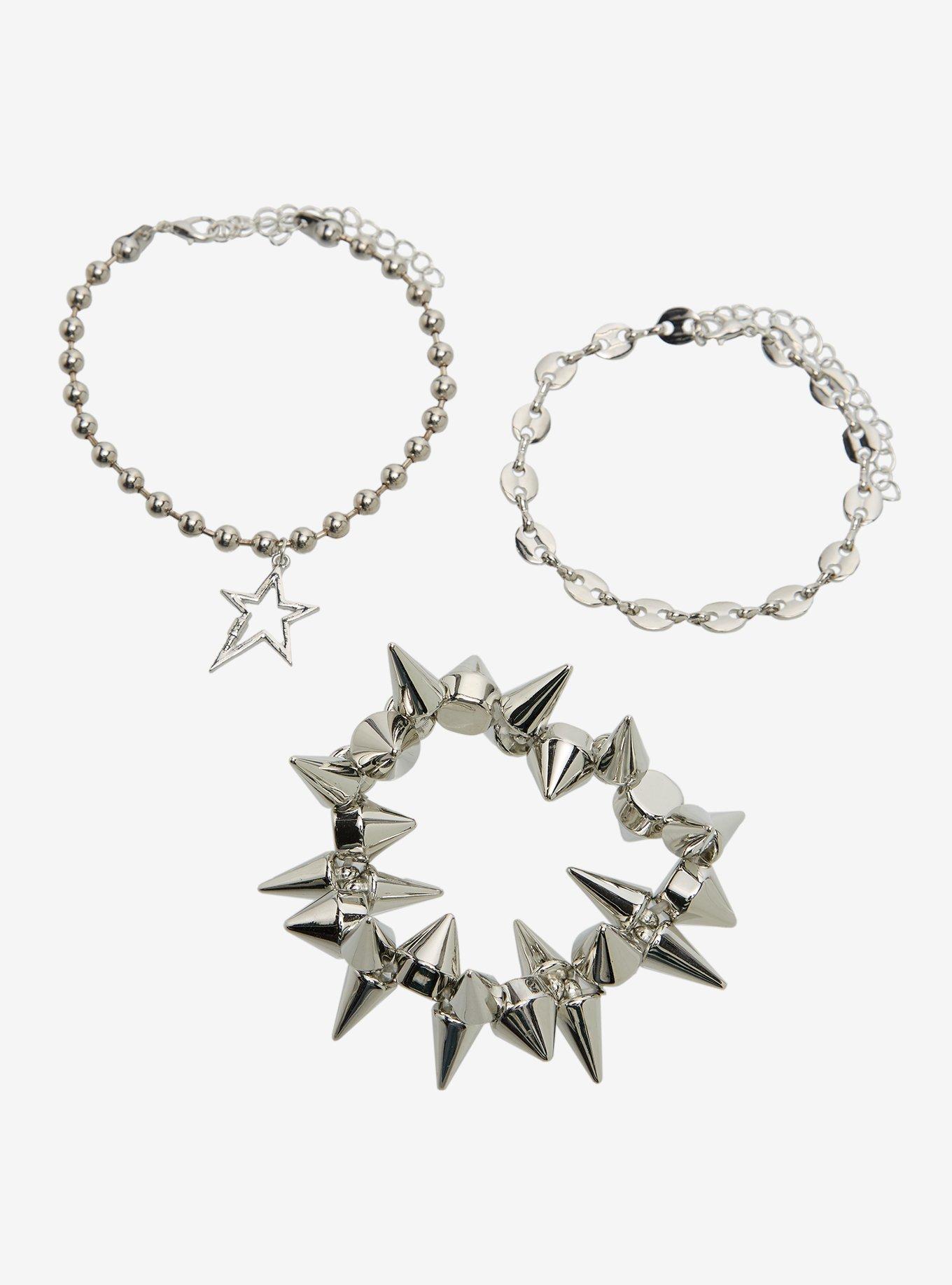 Spike & Ball Chain Bracelet Set, , hi-res