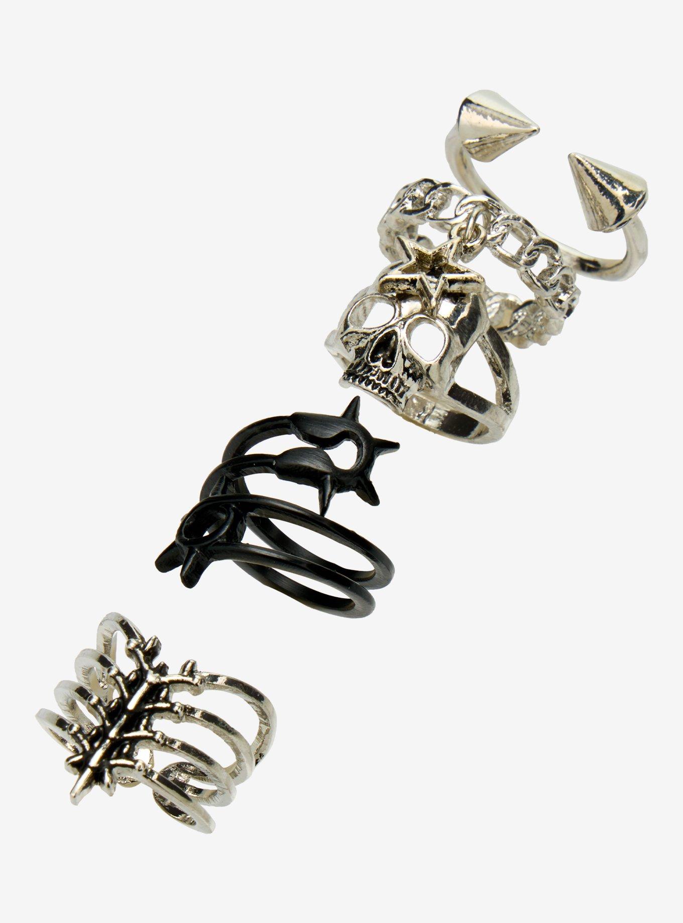 Skull Spike Star Ring Set, , alternate