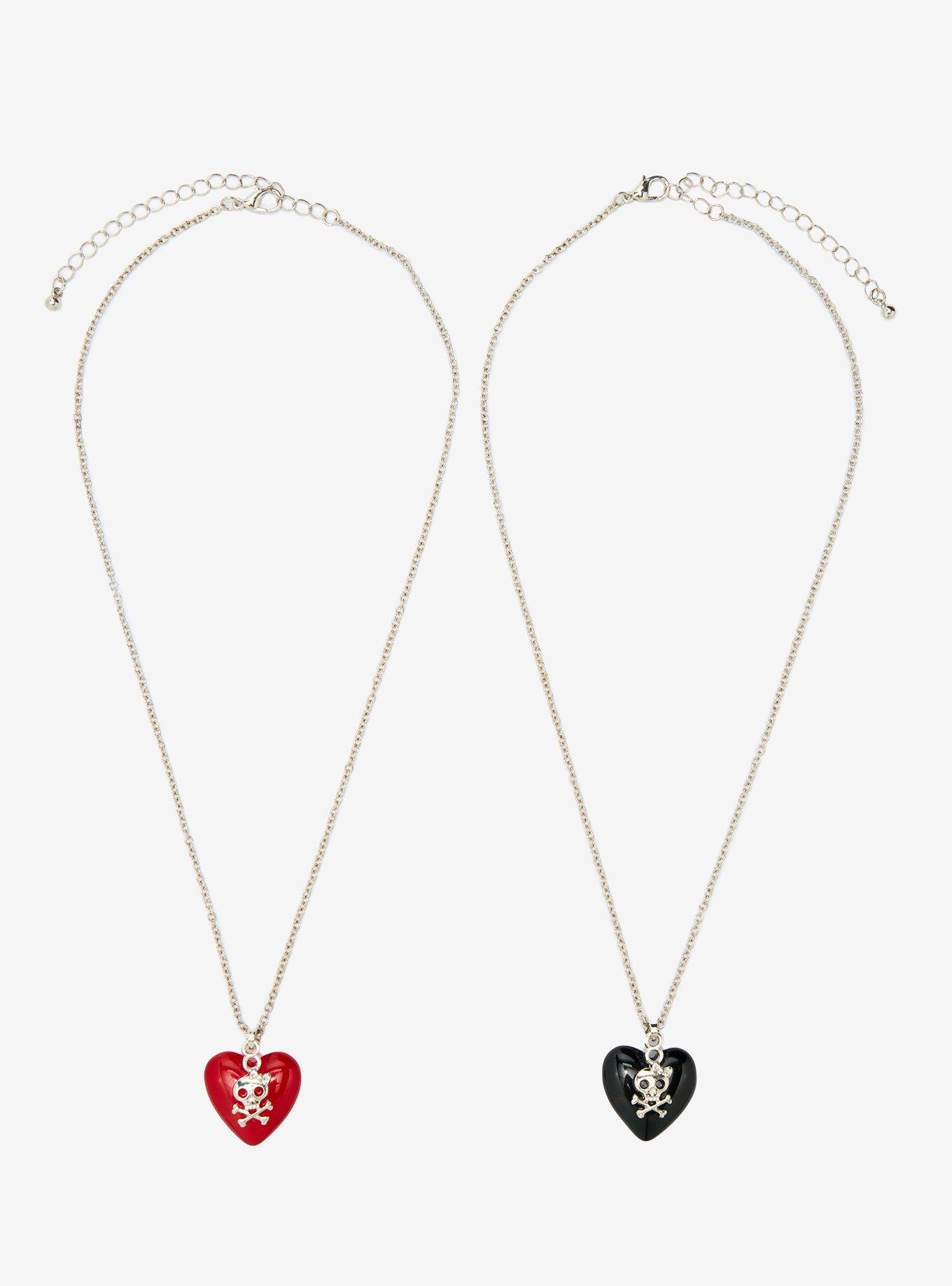 Skull & Crossbones Hearts Best Friend Necklace Set, , hi-res