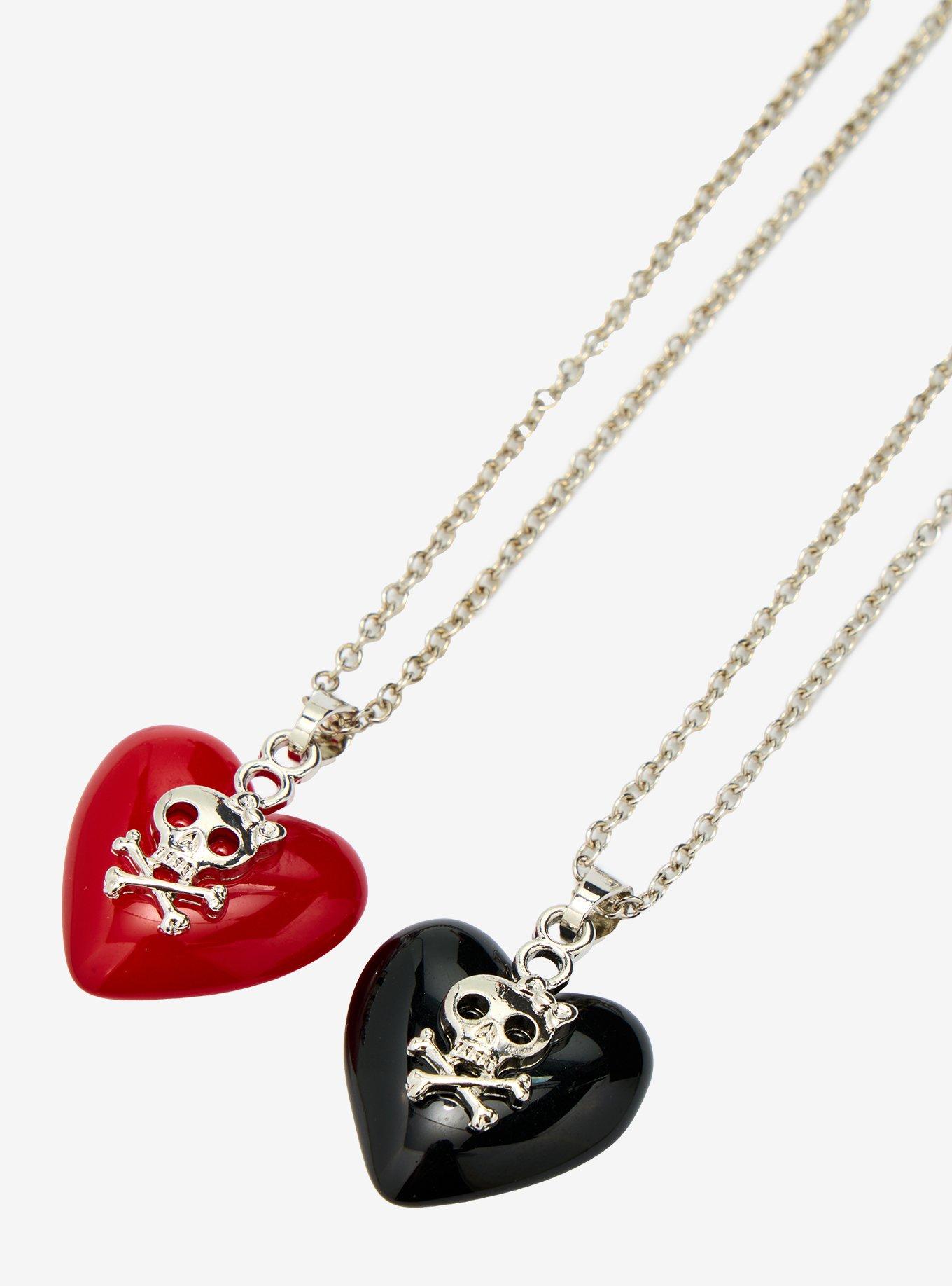 Skull & Crossbones Hearts Best Friend Necklace Set, , alternate