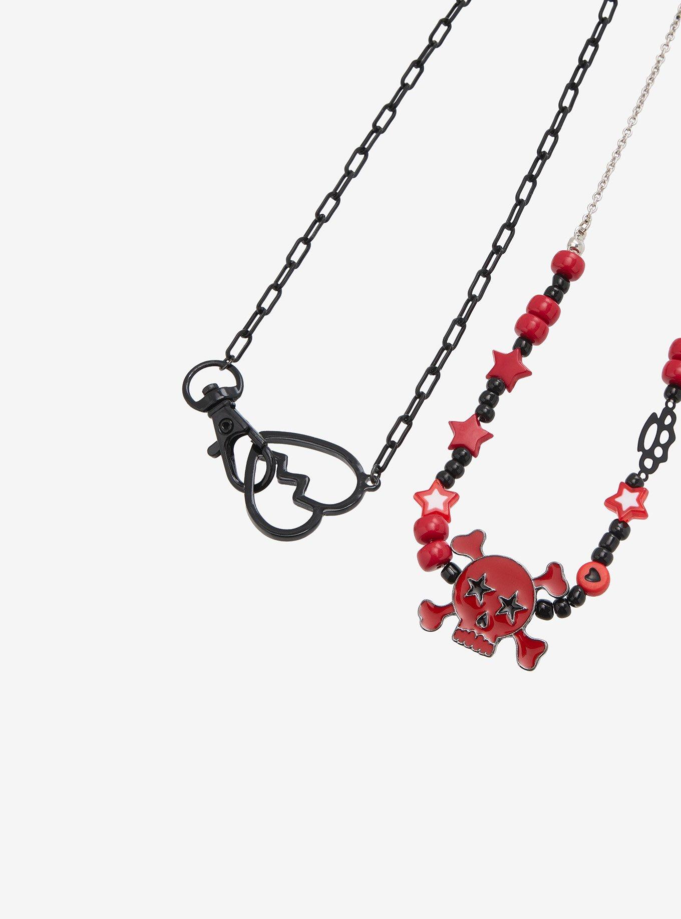 Skull & Crossbones Broken Heart Charm Necklace Set, , alternate