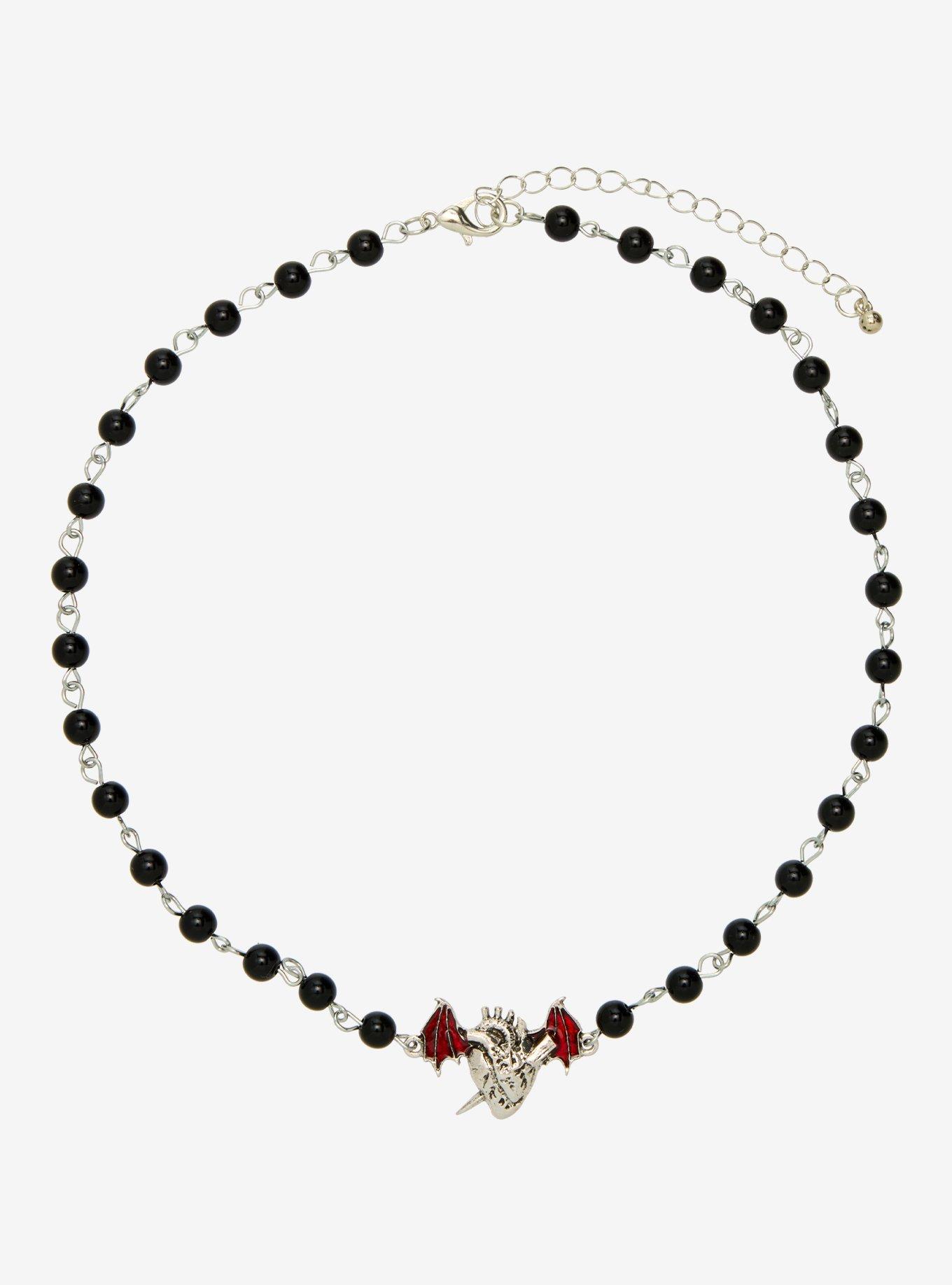 Cosmic Aura Winged Anatomical Heart Choker, , hi-res