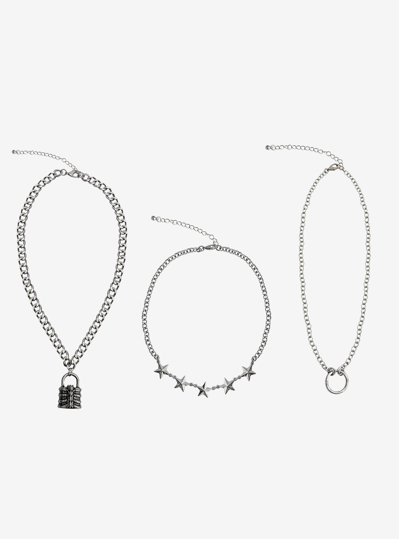 Rib Cage Padlock Star Necklace Set, , hi-res