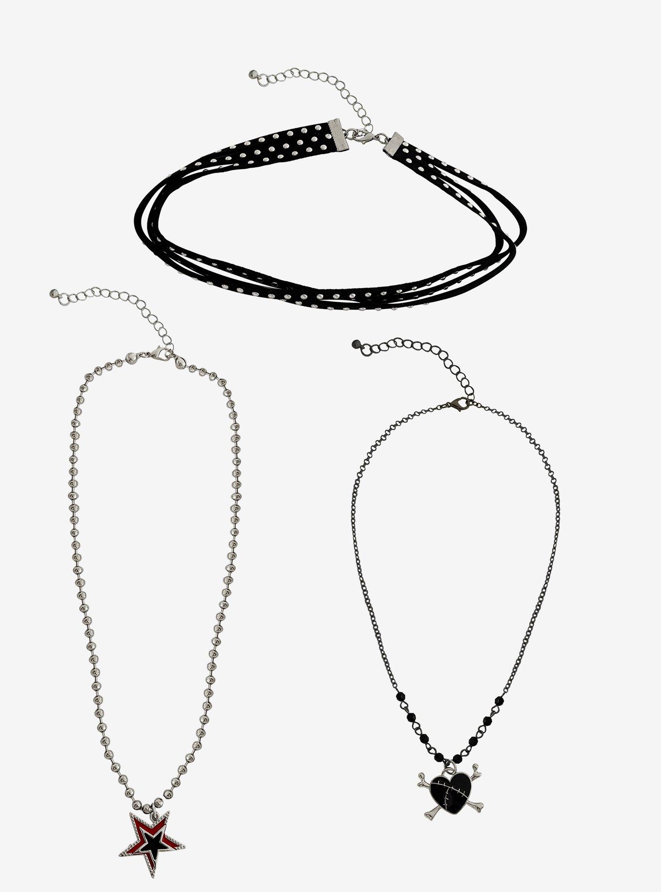 Star & Barbed Wire Heart Necklace Set, , hi-res