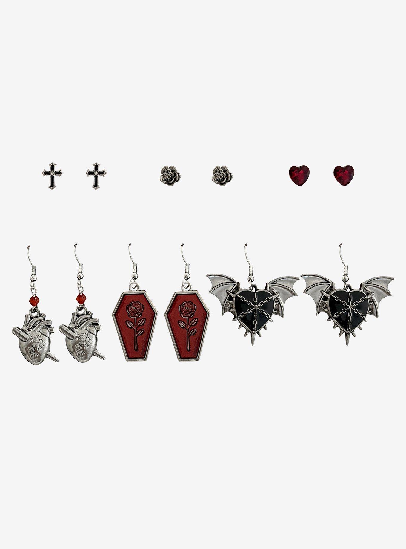 Cosmic Aura Coffin & Heart Earring Set, , hi-res