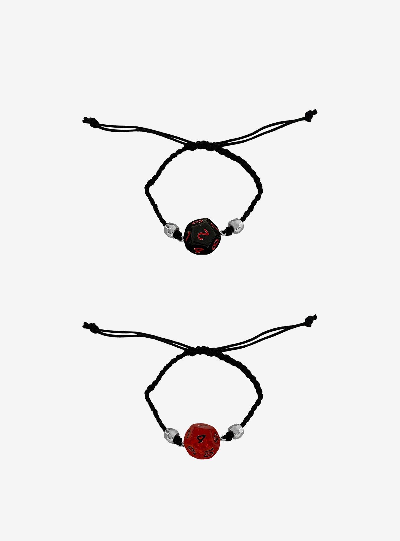 Black & Red D20 Dice Best Friend Cord Bracelet Set, , hi-res