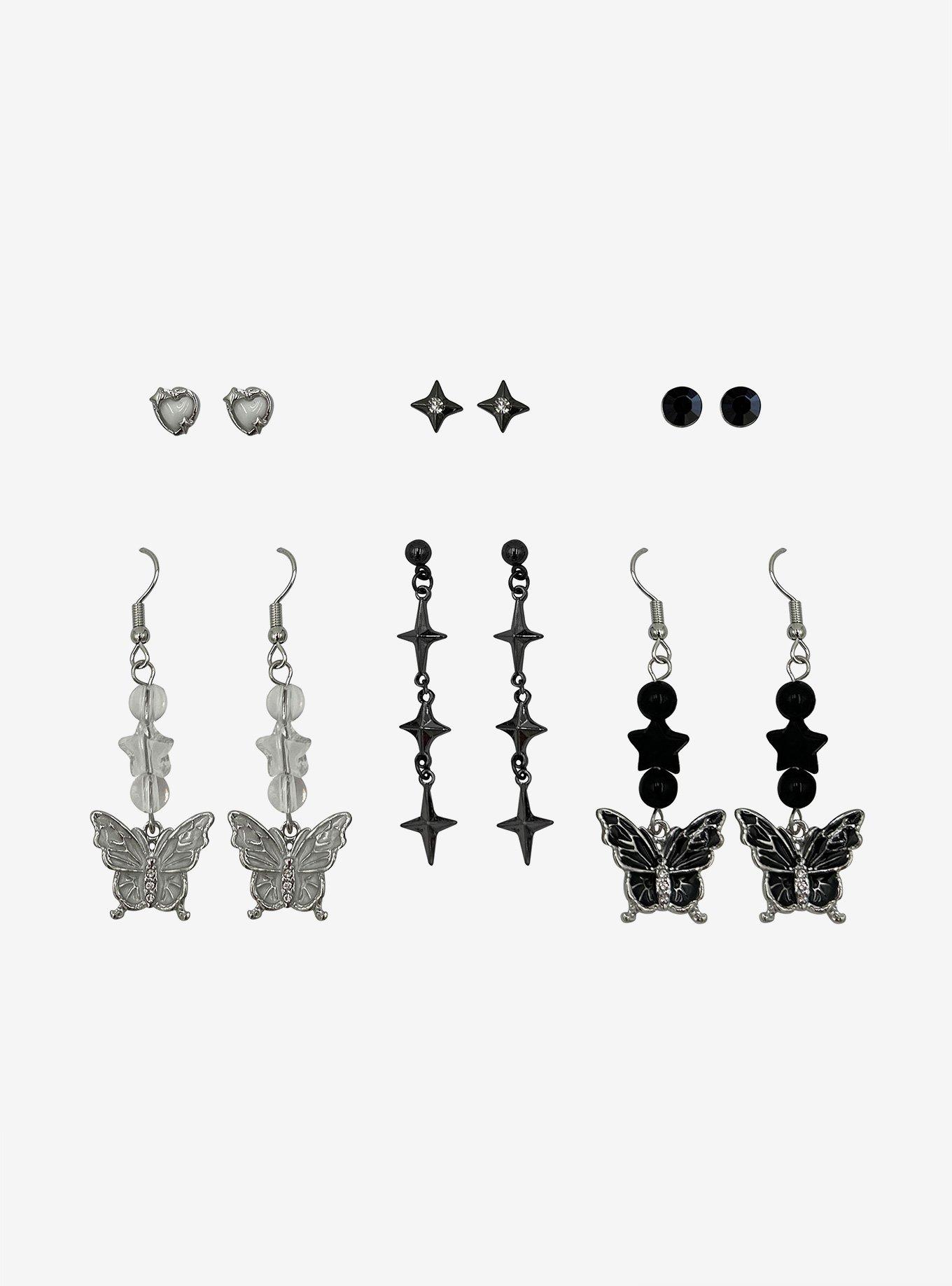 Sweet Society Monochrome Butterfly Star Earring Set, , hi-res