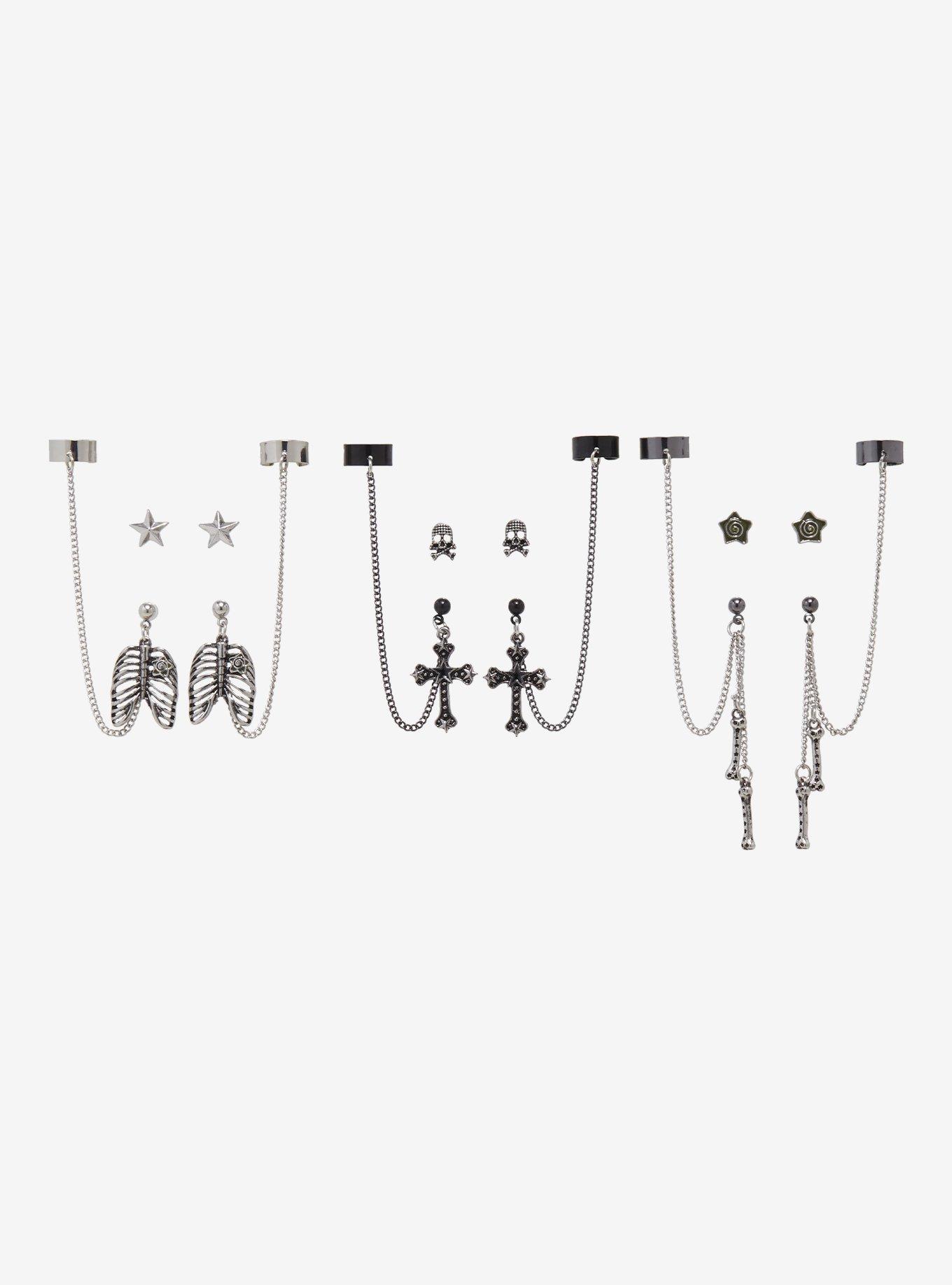 Rib Cage Cross Earring Set, , hi-res