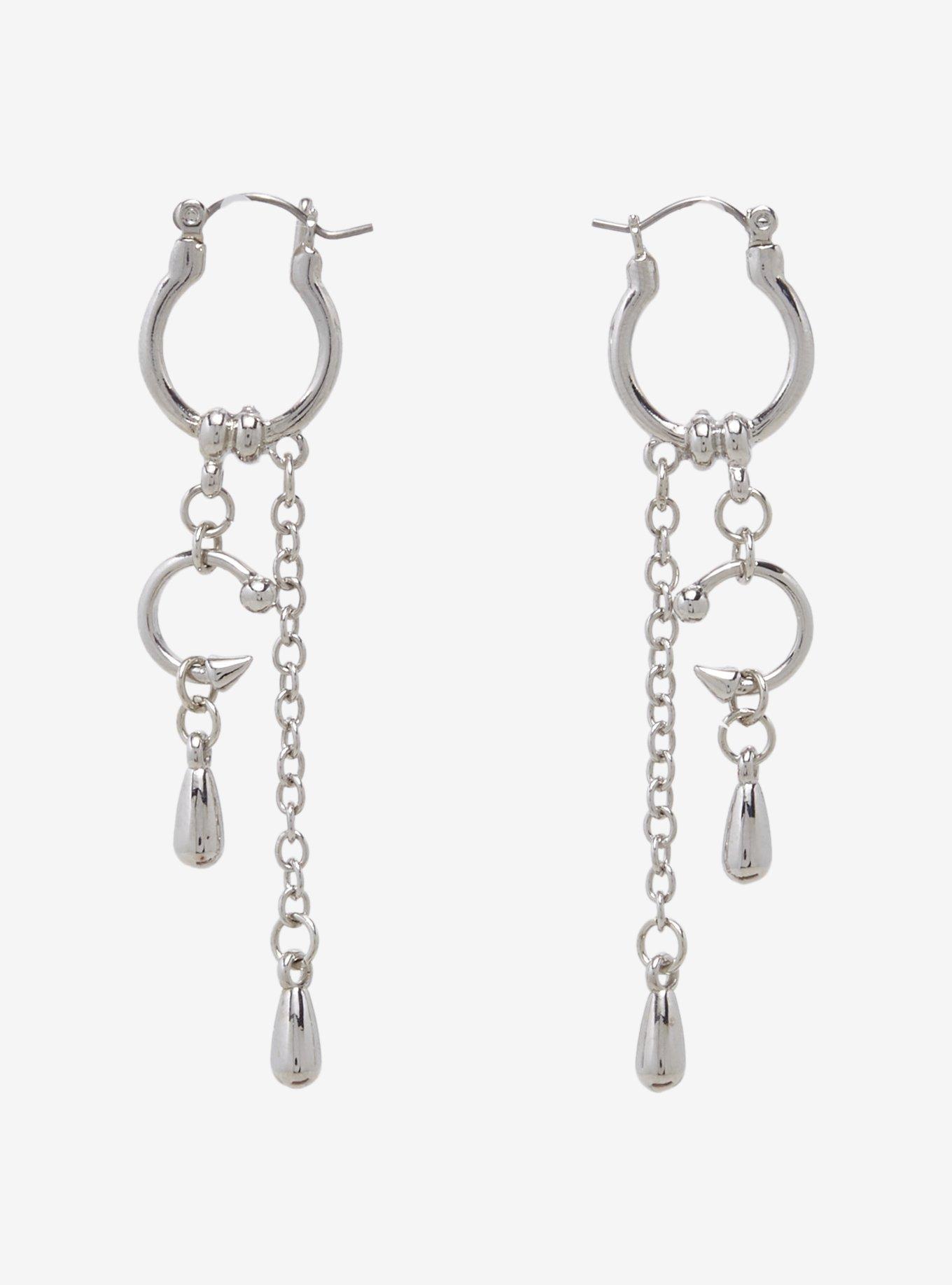 Social Collision Septum Chain Drop Earrings, , hi-res