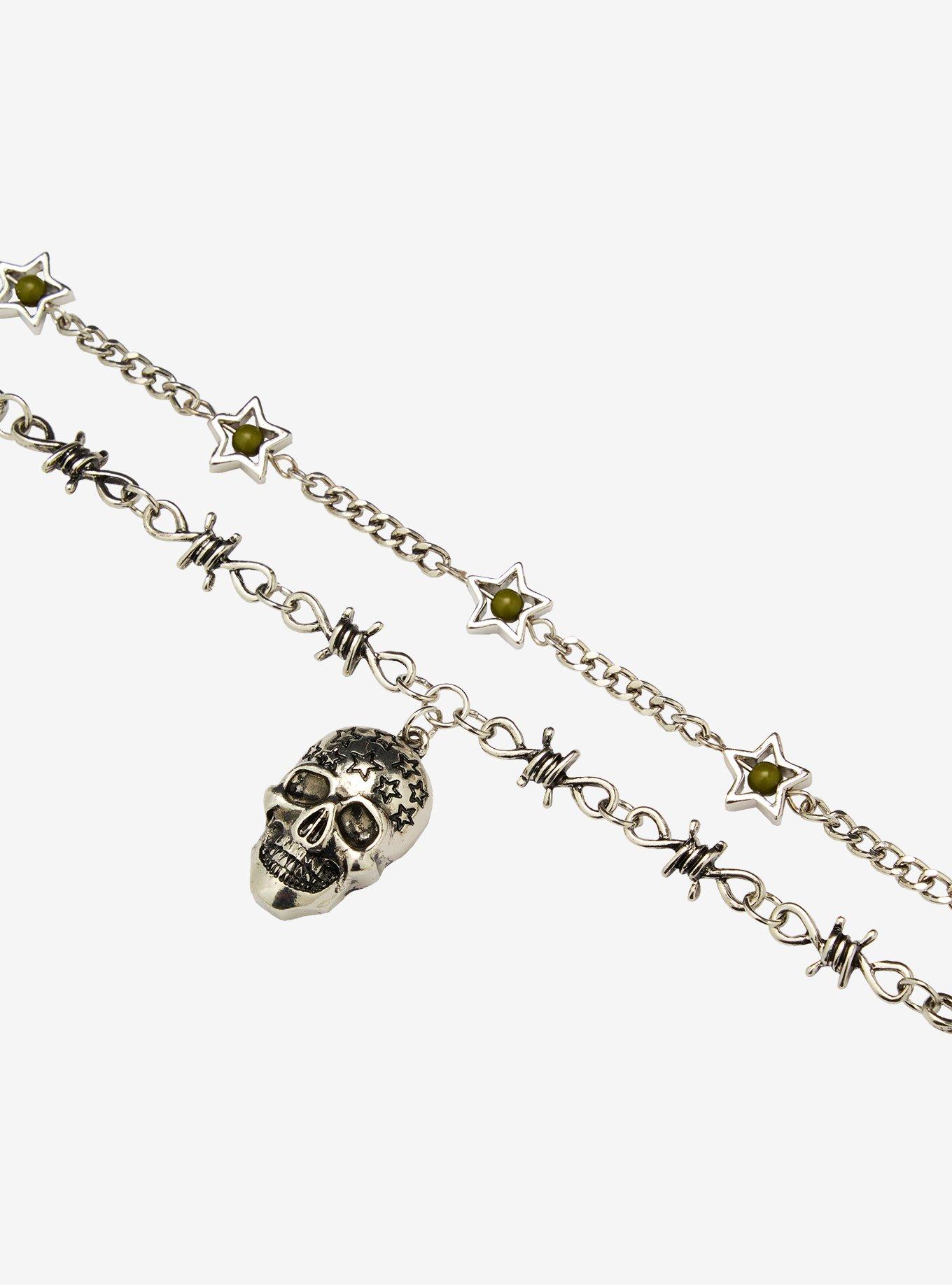 Stars & Skulls Barbed Wire Necklace Set, , alternate