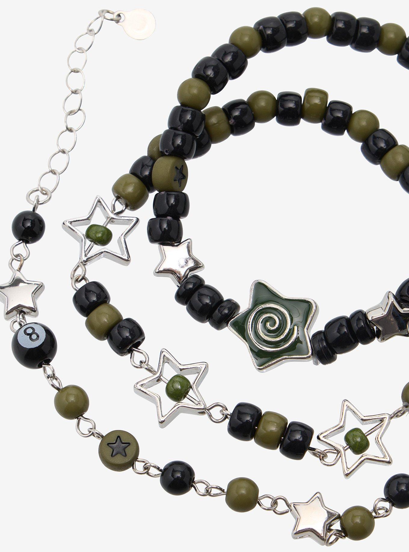 Grunge Spiral Star Bead Bracelet Set, , alternate