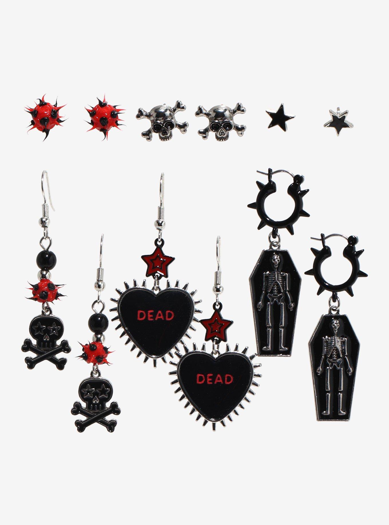 Skeleton Coffin Emo Earring Set, , hi-res