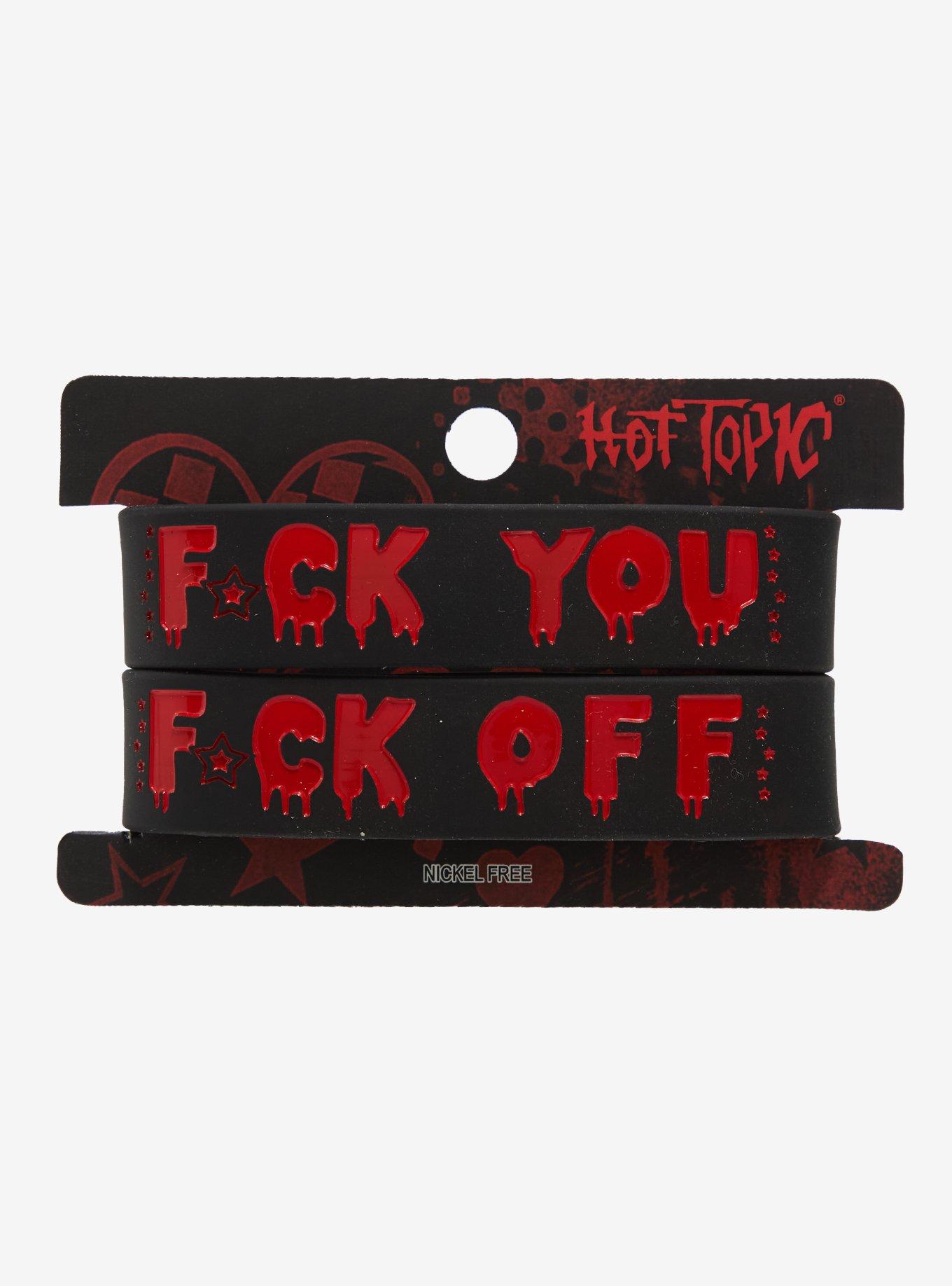 Black & Red F*ck Off Best Friend Rubber Bracelet Set, , hi-res