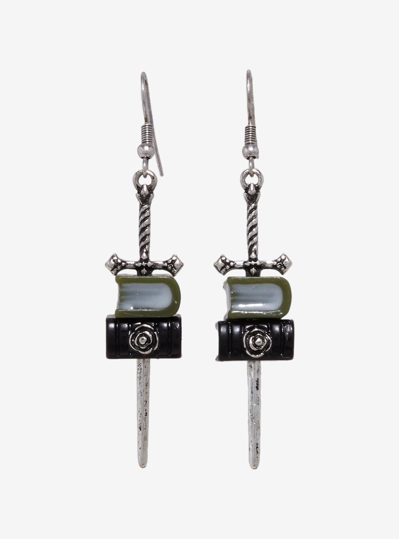 Thorn & Fable Book Dagger Drop Earrings, , hi-res