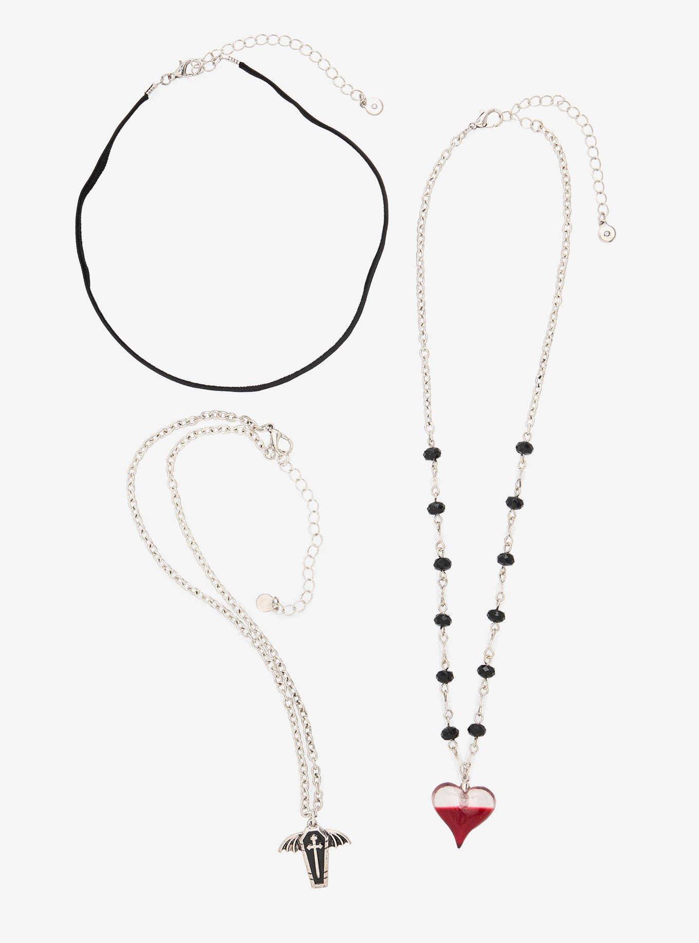 Cosmic Aura Blood Heart Wing Coffin Necklace Set, , hi-res