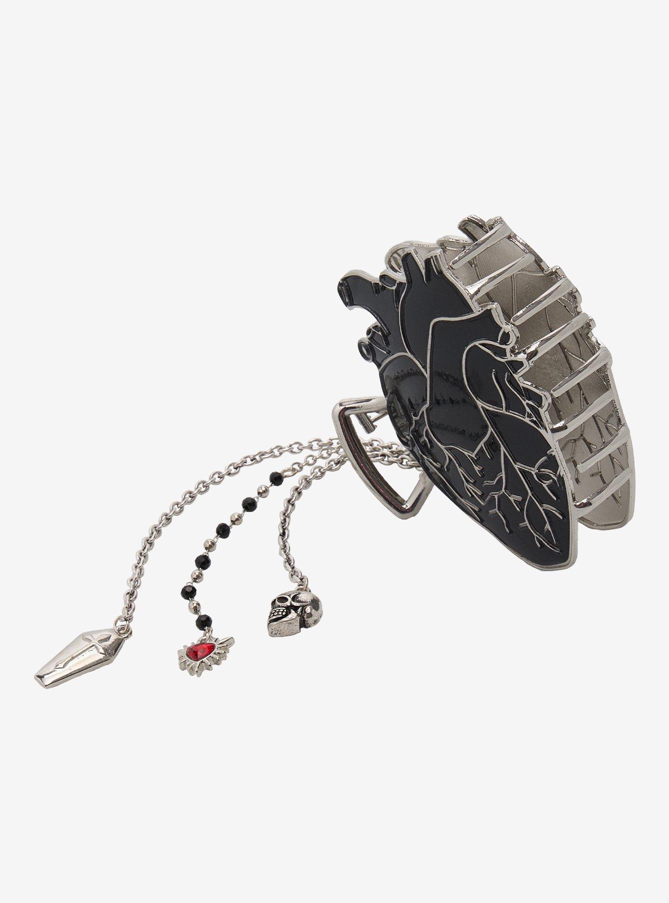 Cosmic Aura Black Anatomical Heart Claw Hair Clip, , alternate