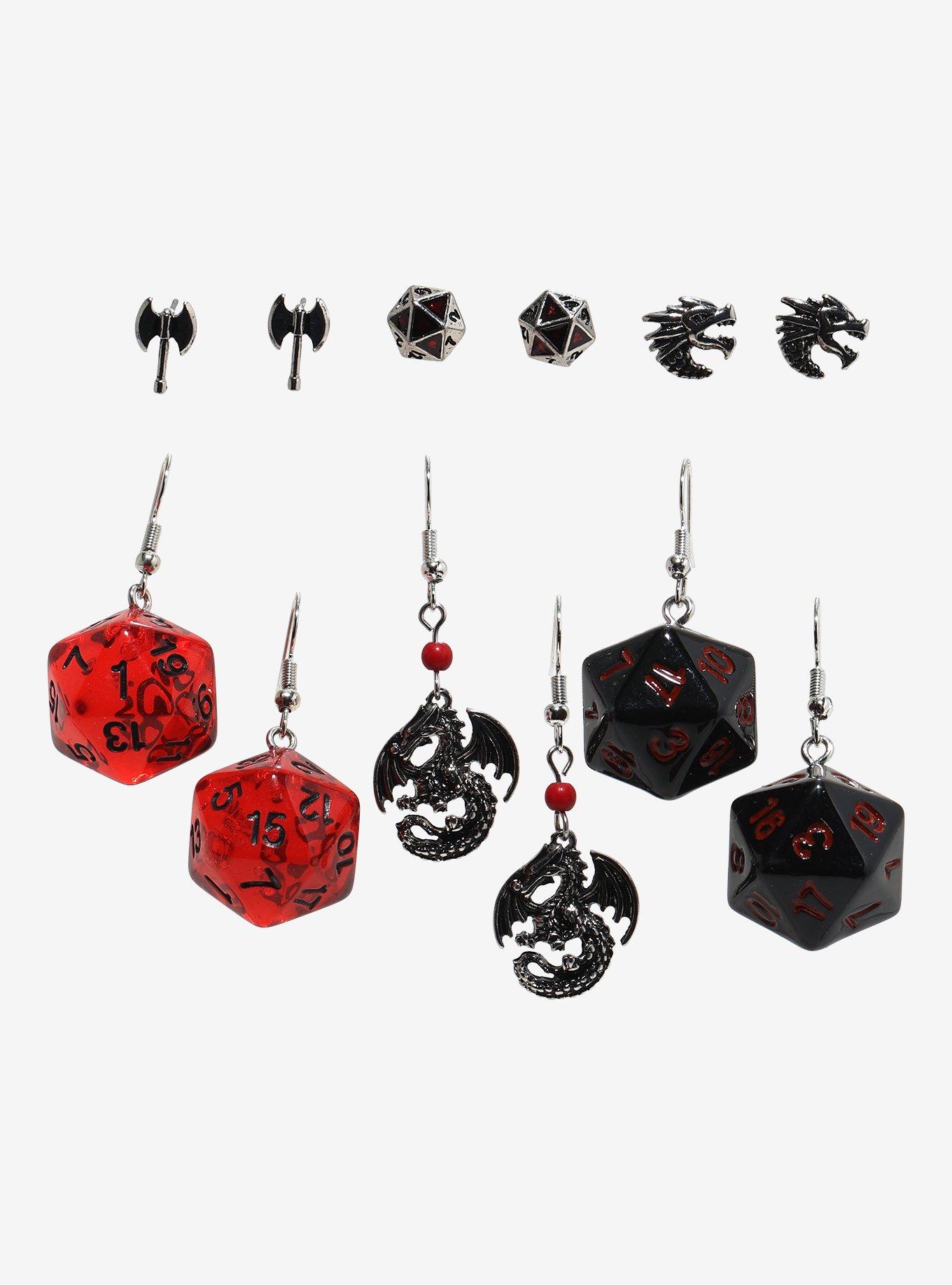 Dragon RPG Dice Earring Set, , hi-res