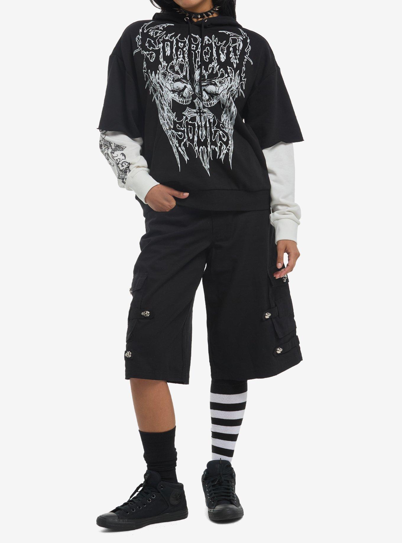Social Collision Sorrow Souls Skull Girls Twofer Hoodie, , hi-res