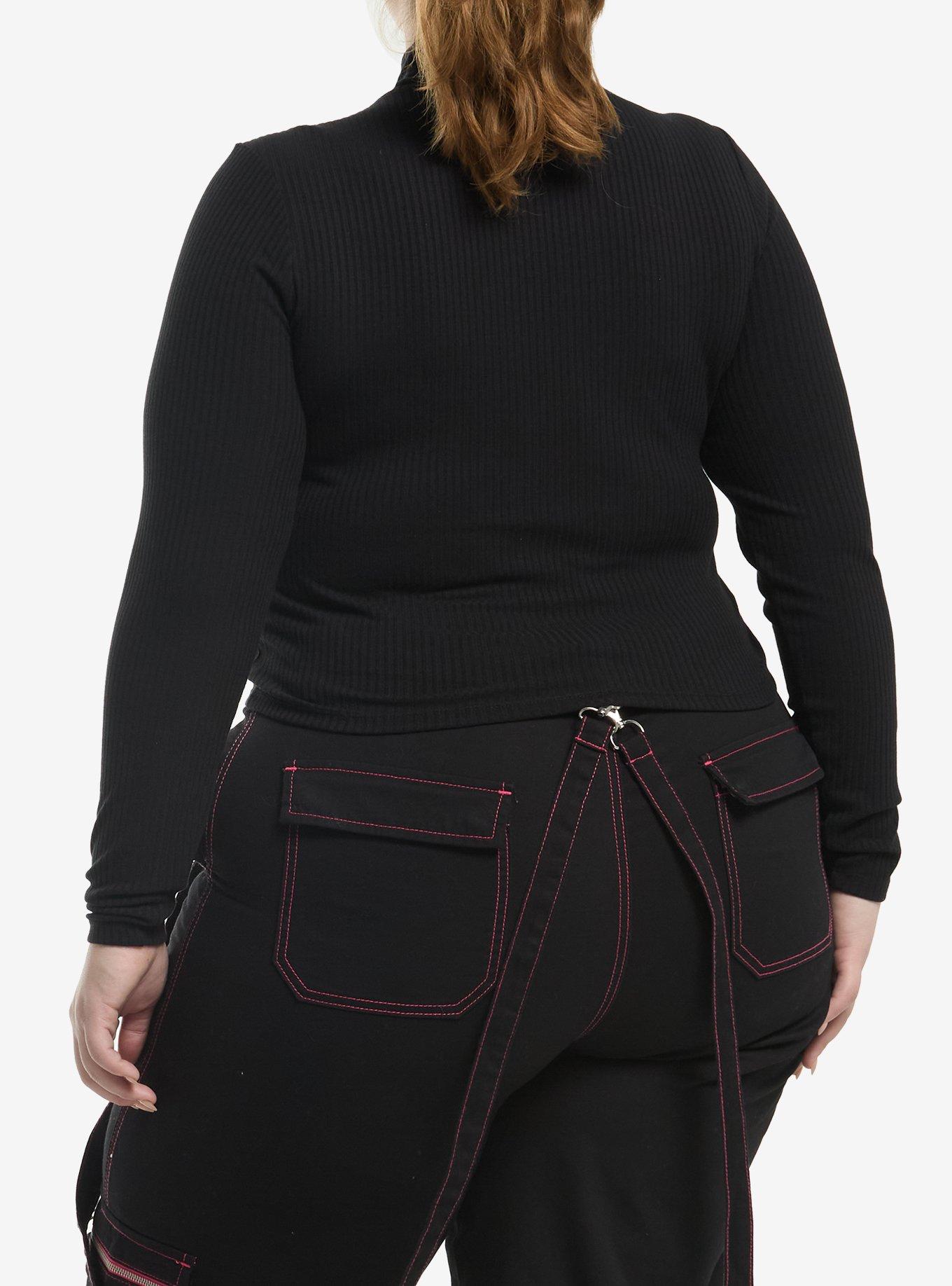 Social Collision Black Pierced Girls Long-Sleeve Top, MULTI, alternate