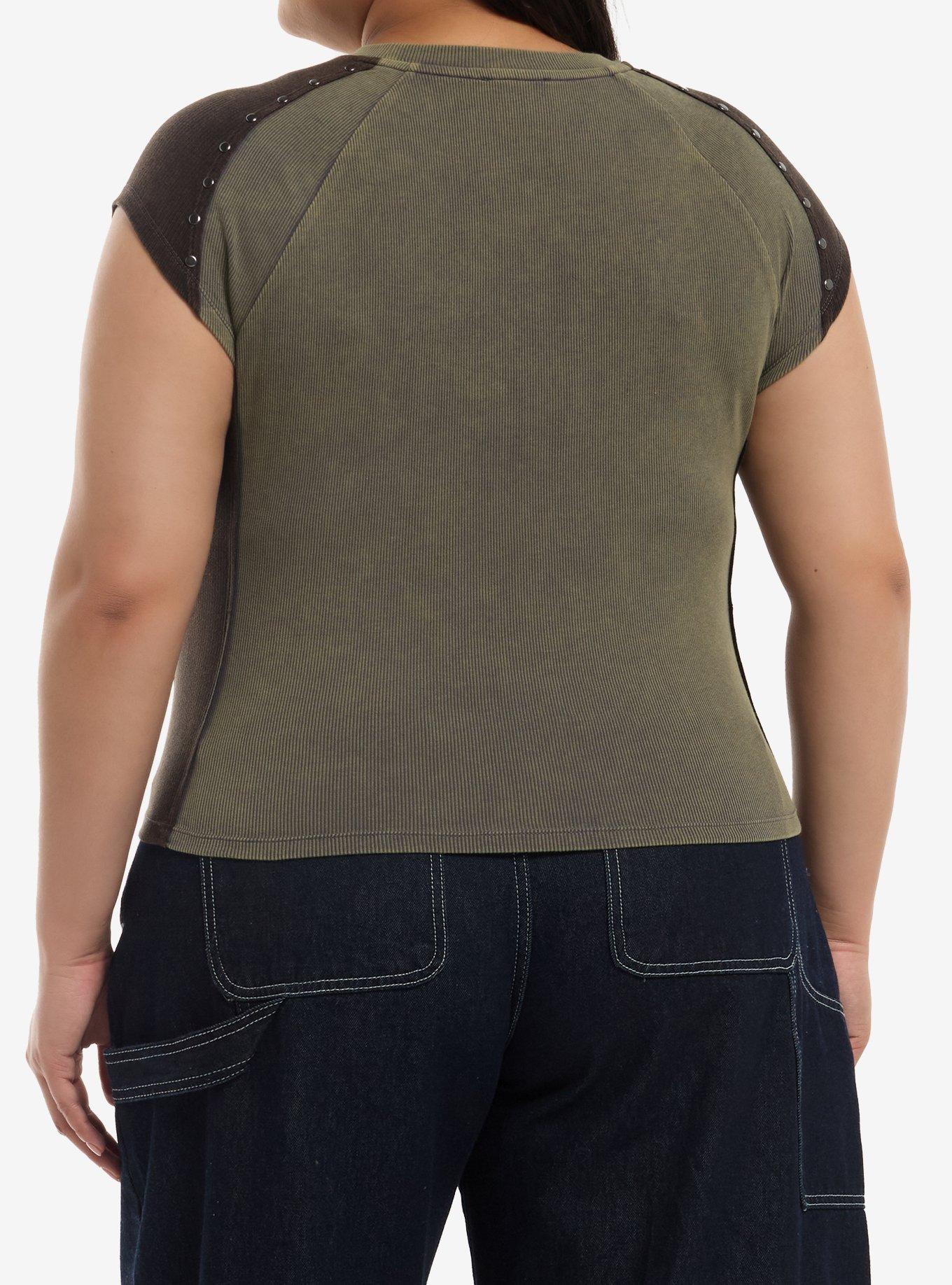 Social Collision Grunge Winged Skull Girls Crop Raglan T-Shirt Plus Size, MULTI, alternate