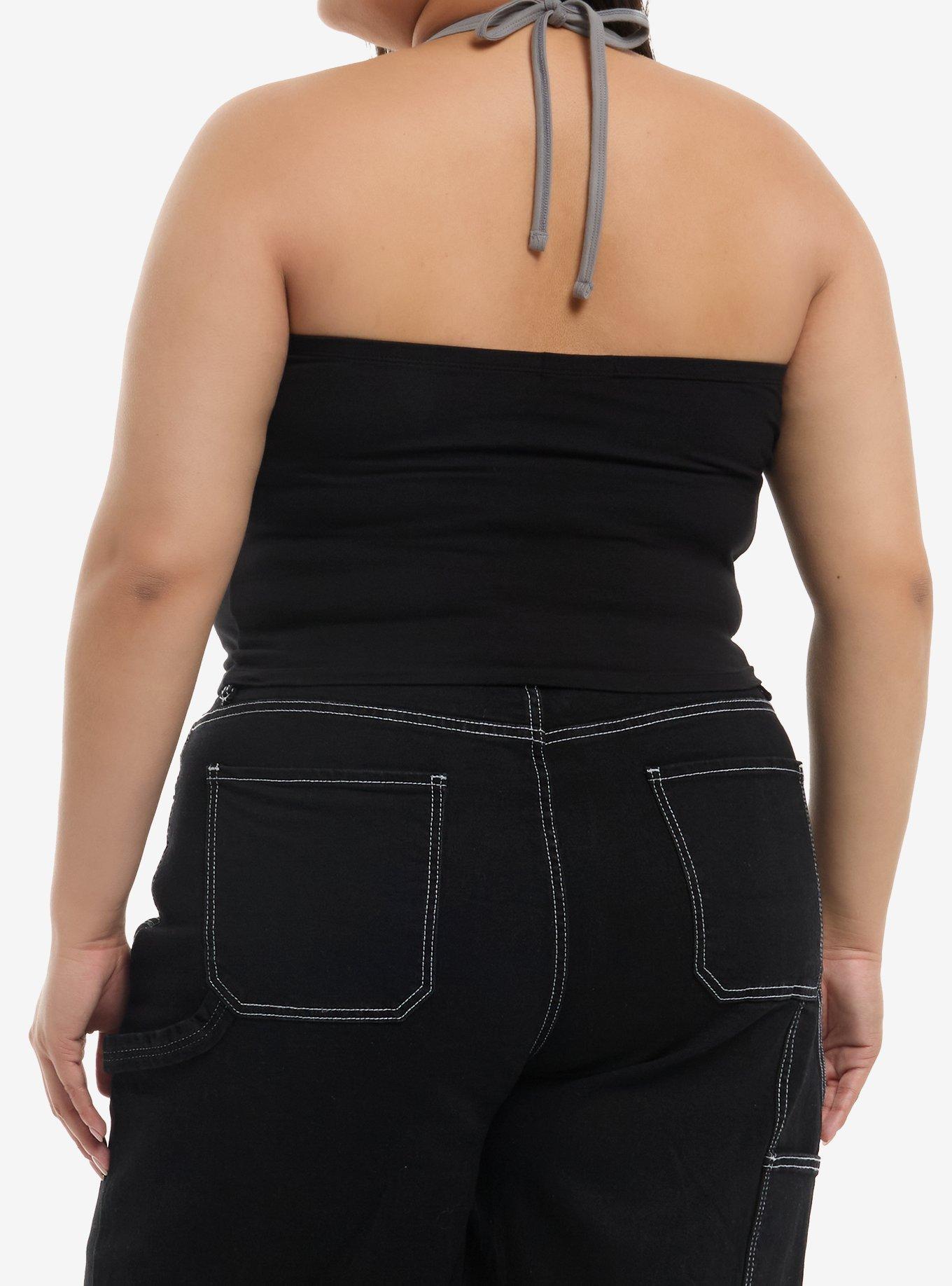 Social Collision Winged Cross & Filigree Girls Halter Top Plus Size, MULTI, alternate