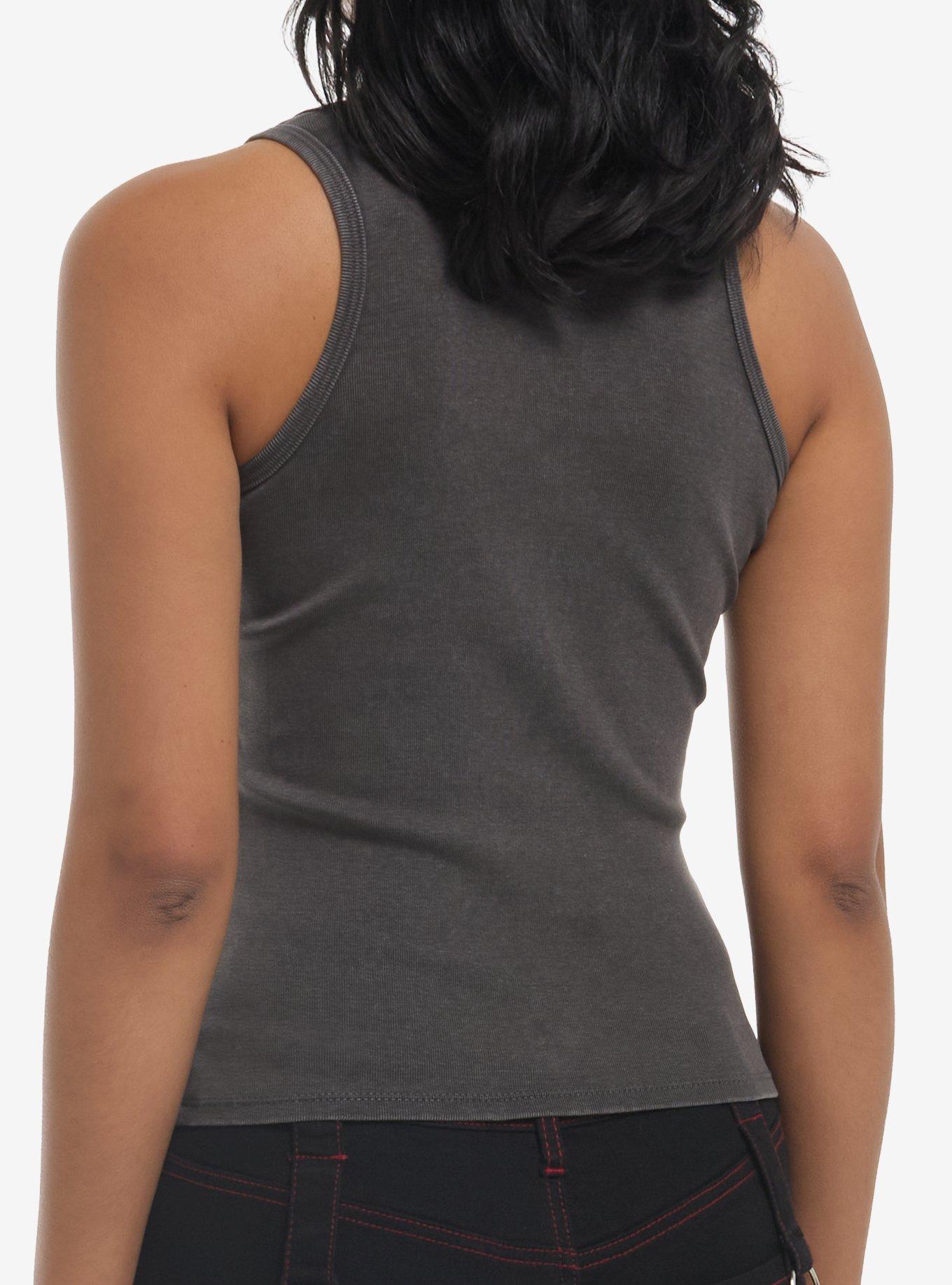 Social Collision Cross Filigree Lace-Up Girls Tank Top, MULTI, alternate