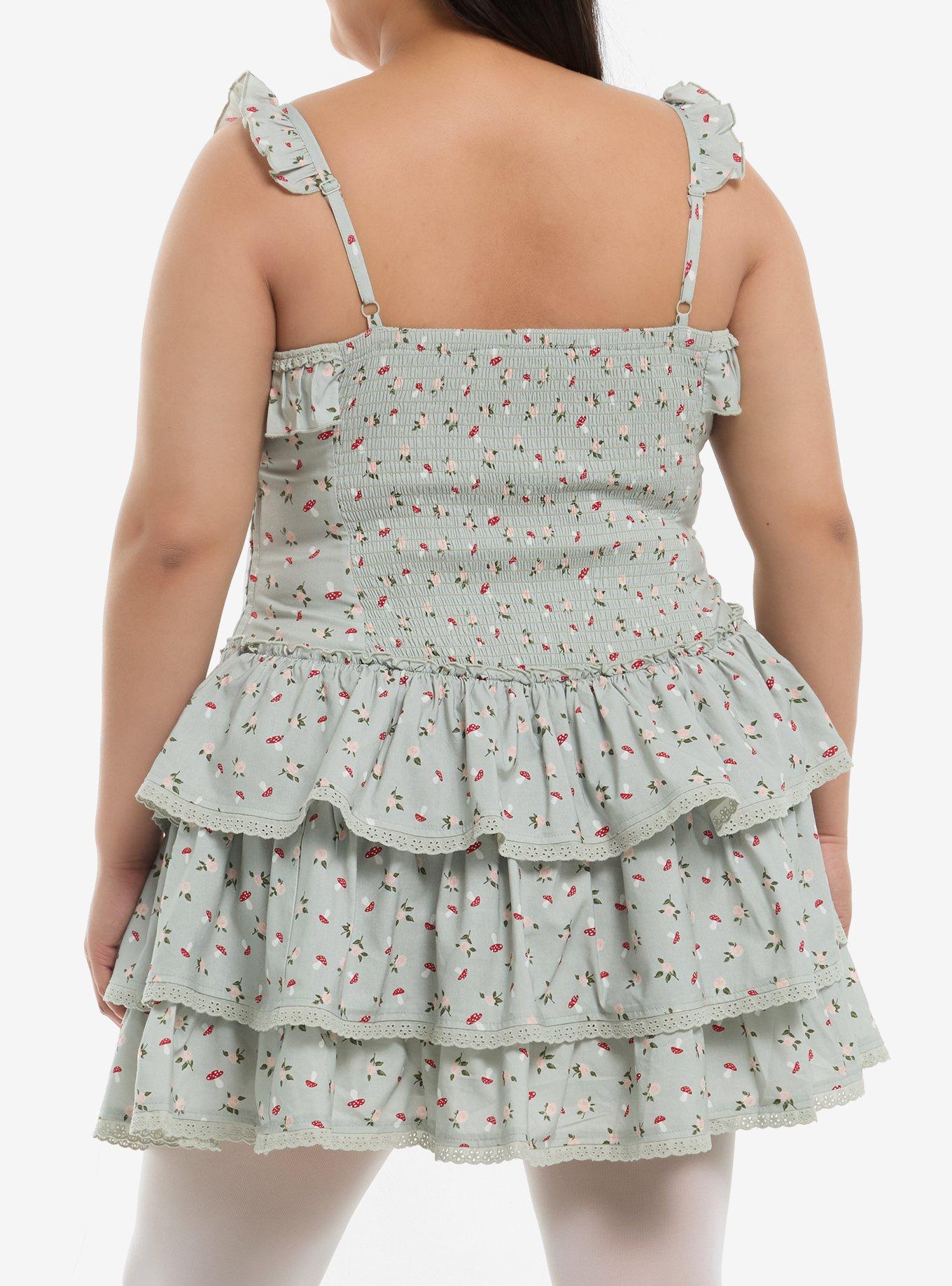 Thorn & Fable Mint Green Mushroom Ruffle Dress Plus Size, MULTI, alternate