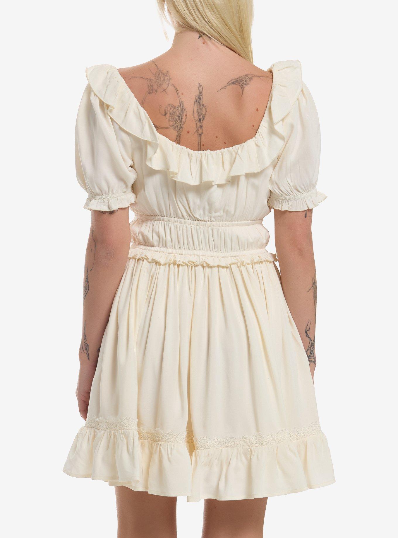 Thorn & Fable Cream Lace Trim Empire Mini Dress, MULTI, alternate