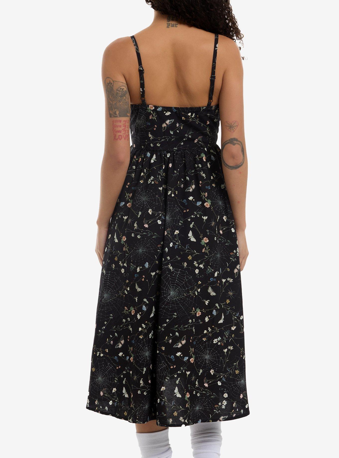 Cosmic Aura Floral Spiderweb Midi Dress, MULTI, alternate