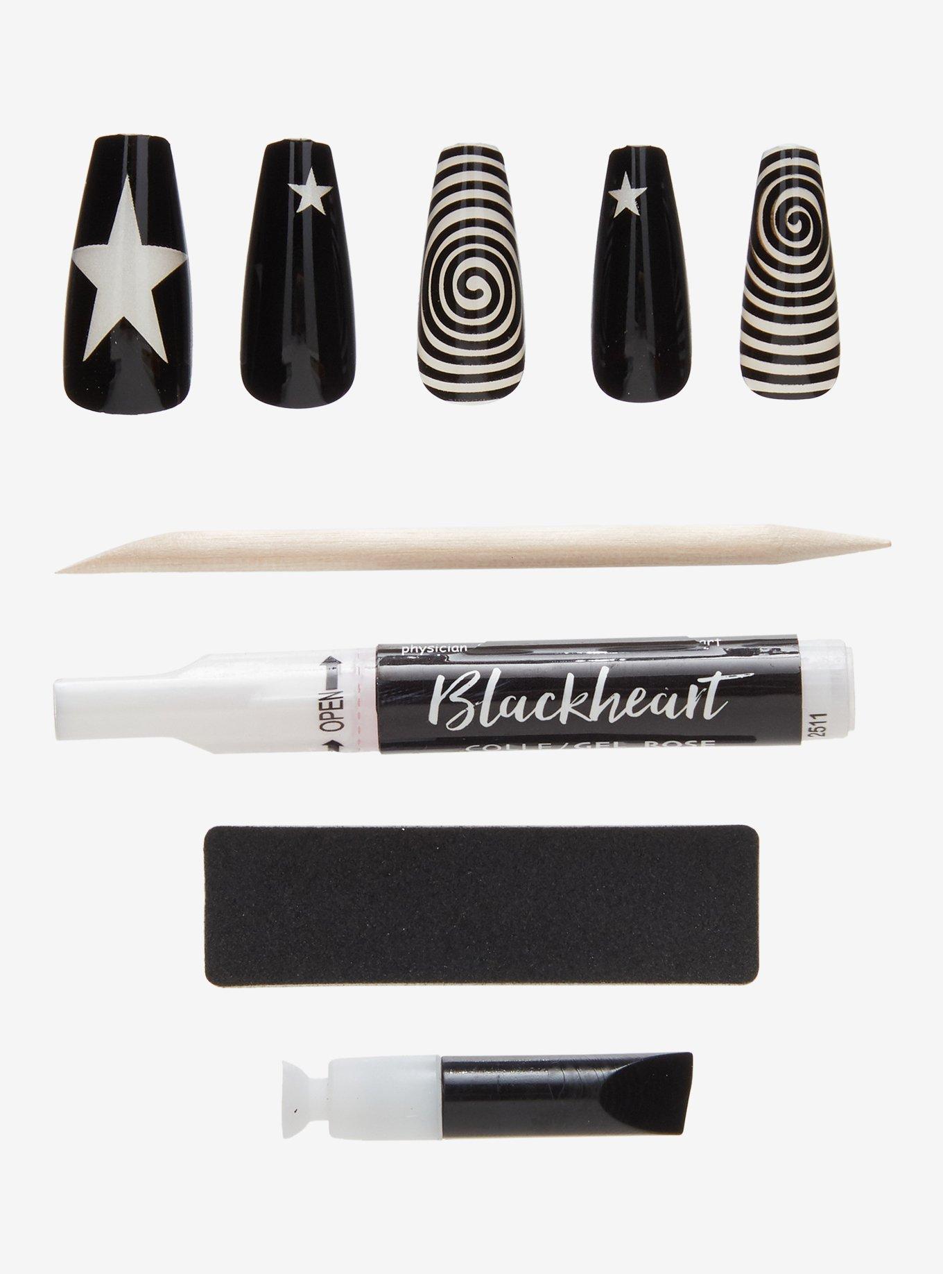 Blackheart Star Spiral Press-On Nail Set, , hi-res