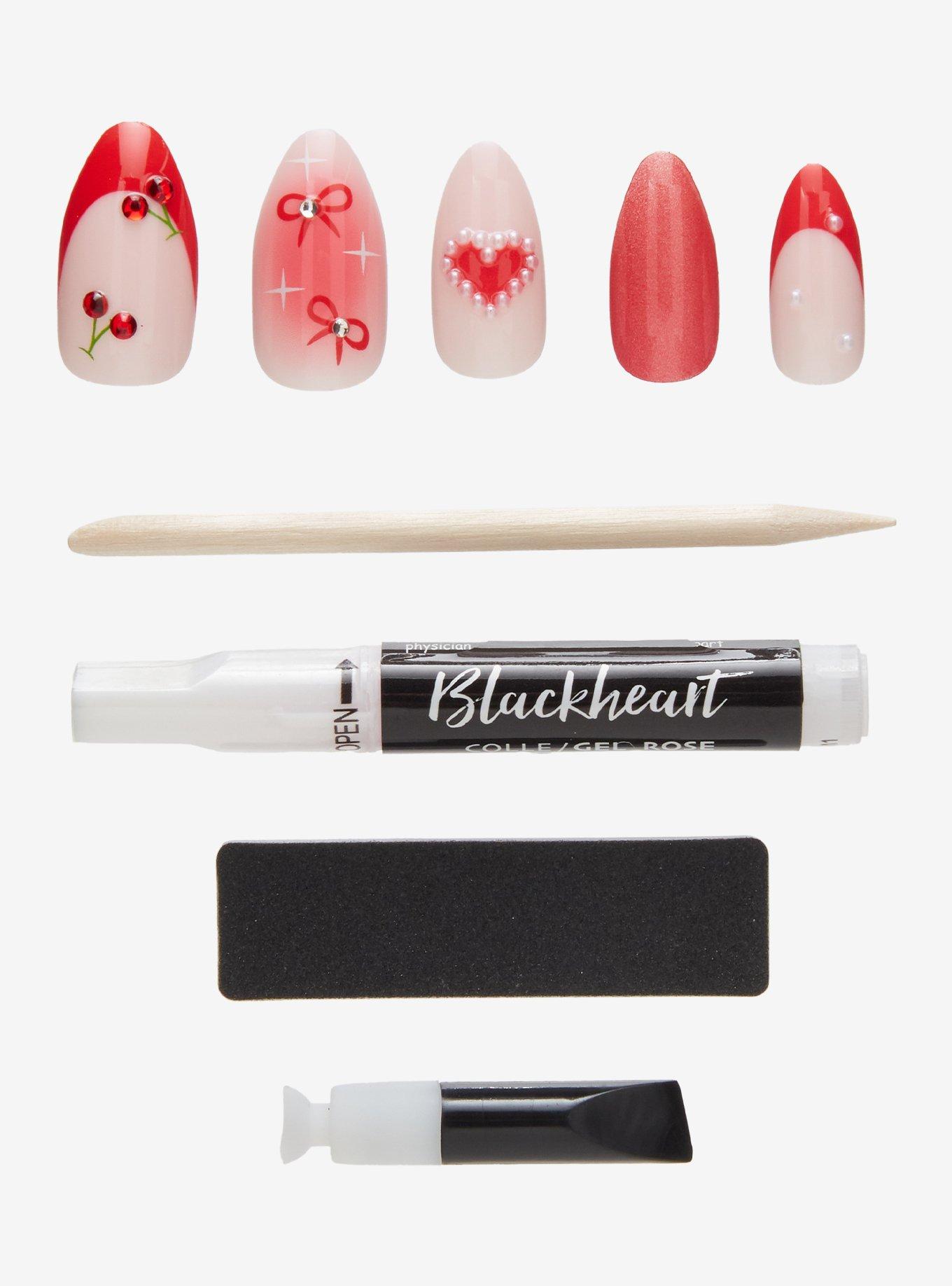 Blackheart Red Cherry Heart Press-On Nail Set, , hi-res