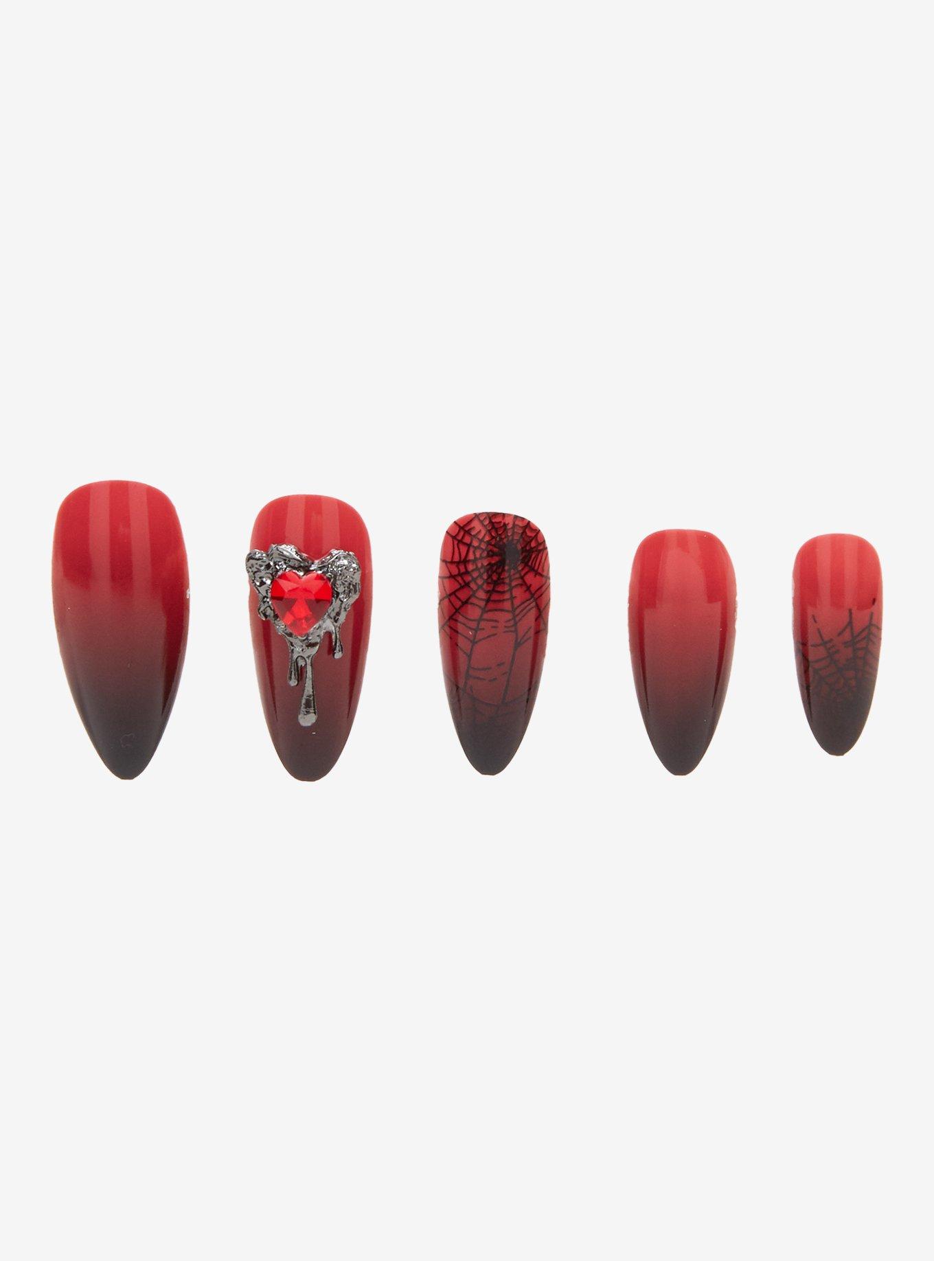 Blackheart Spider Heart Press-On Nail Set, , alternate