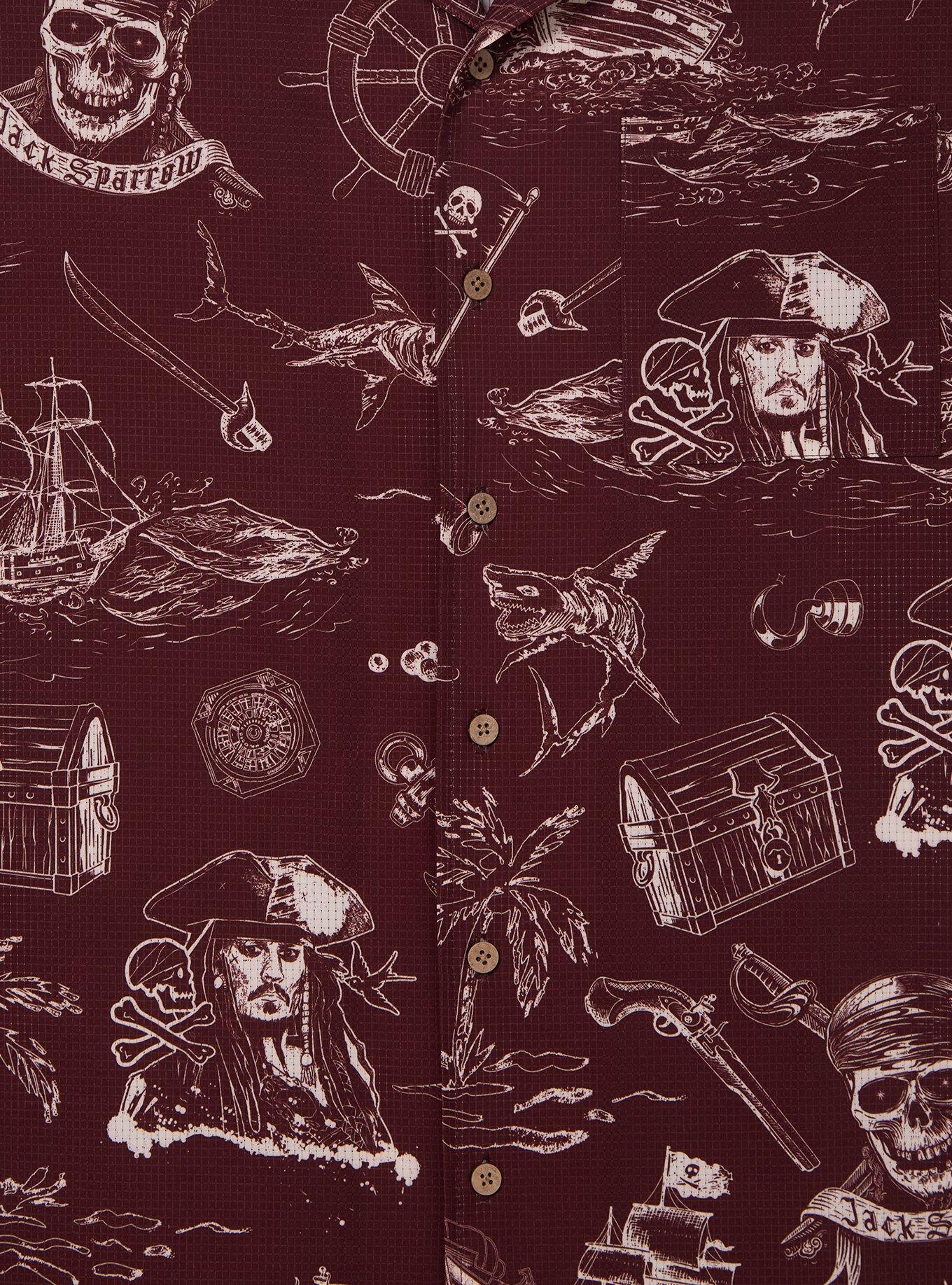 Disney Pirates of the Caribbean Icons Allover Print Woven Button-Up - BoxLunch Exclusive, BROWN, alternate