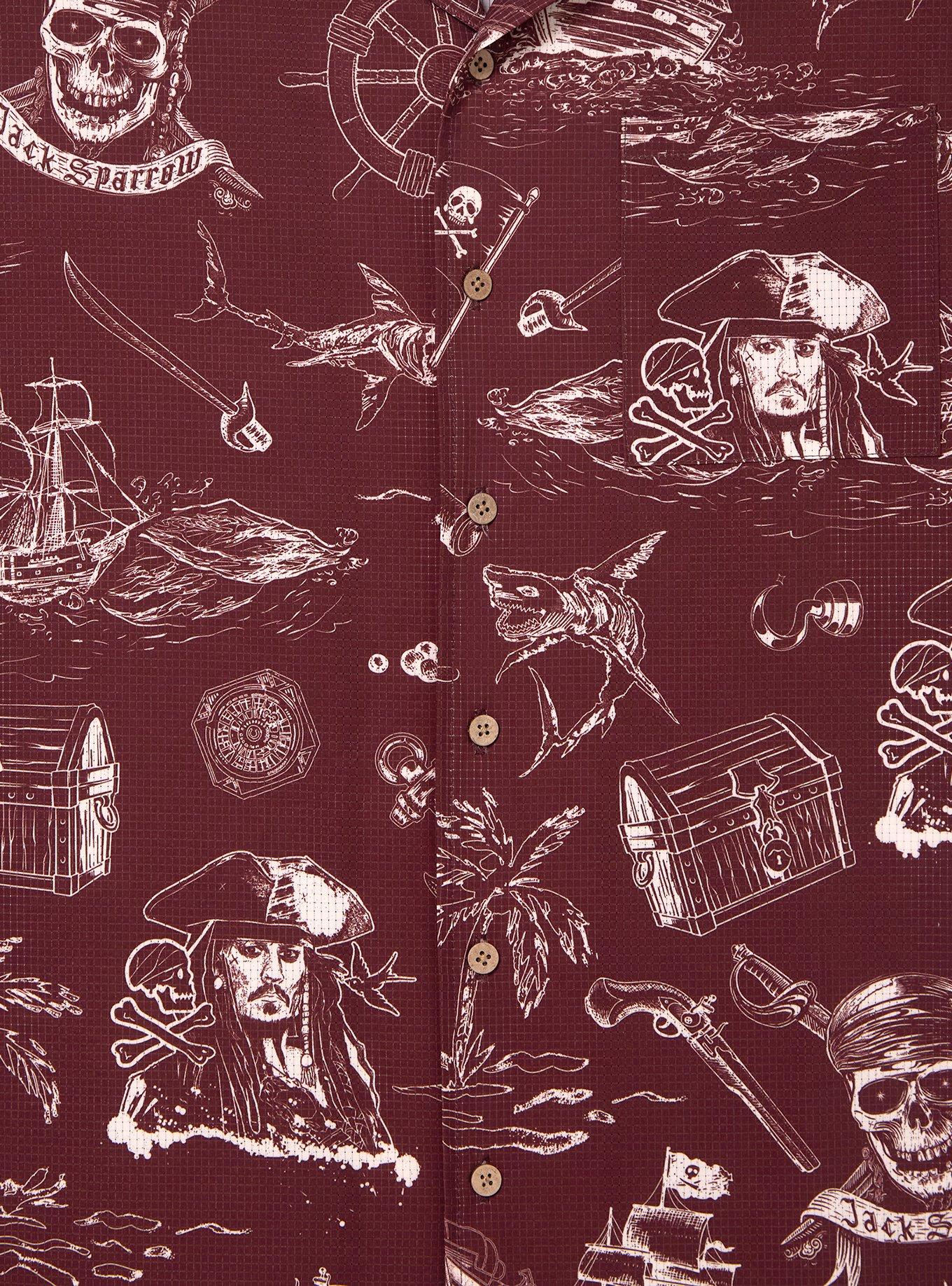 Disney Pirates of the Caribbean Icons Allover Print Woven Button-Up - BoxLunch Exclusive, BROWN, alternate