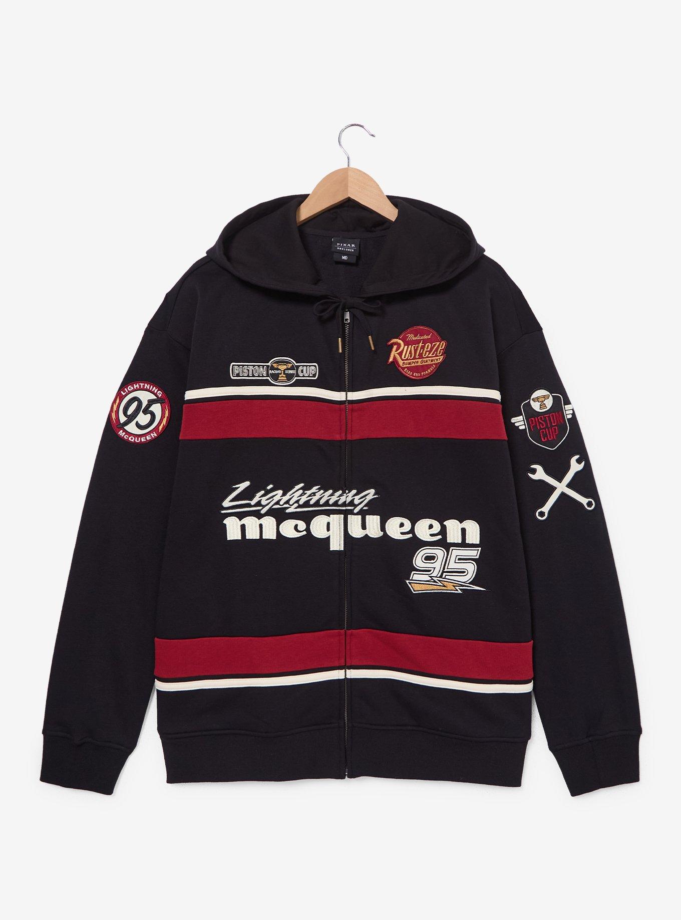 Disney Pixar Cars Lightning McQueen Patches Zip Hoodie &mdash; BoxLunch Exclusive, BLACK, alternate
