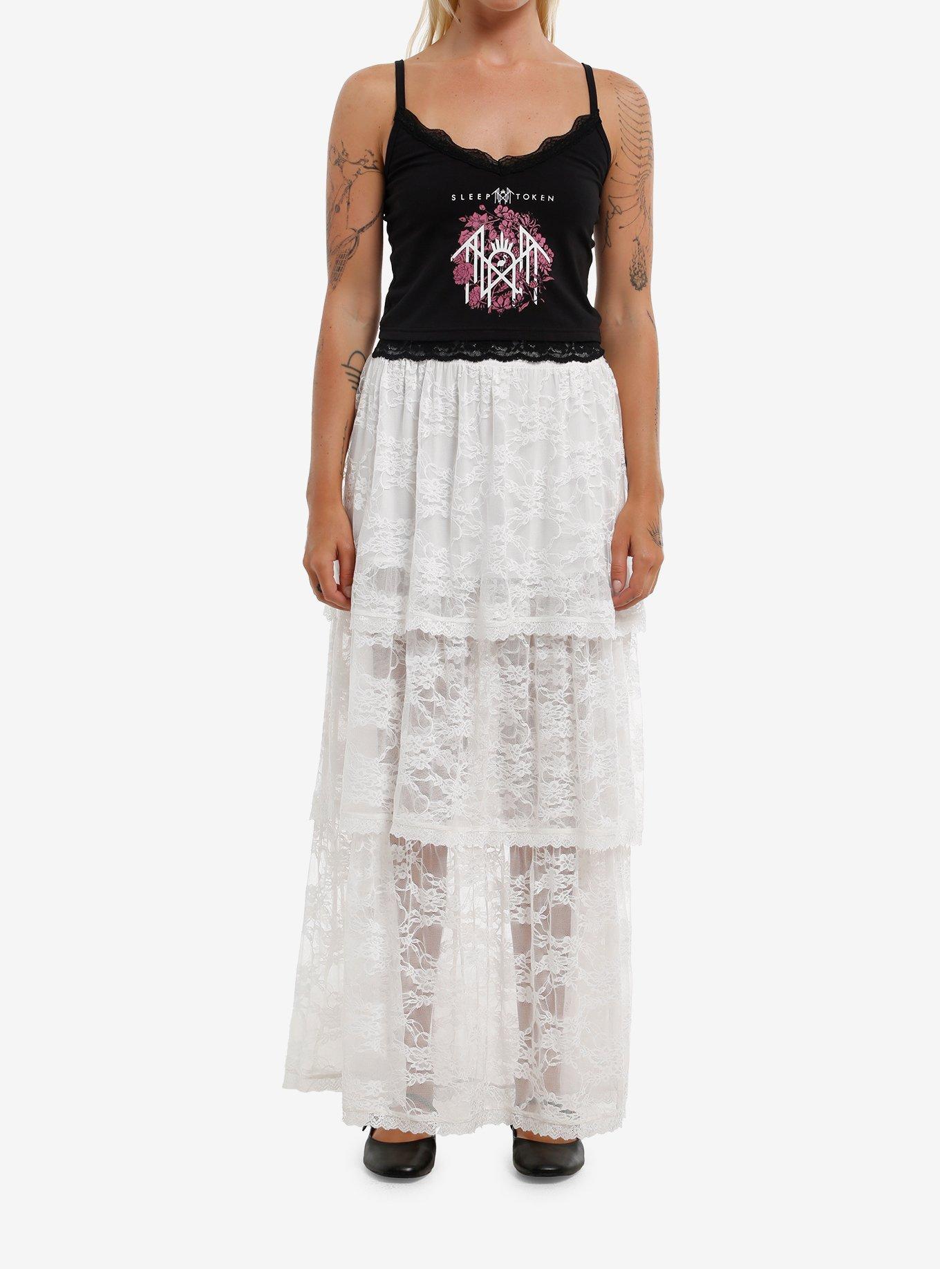 Sleep Token Floral Symbol Lace Girls Cami, , hi-res