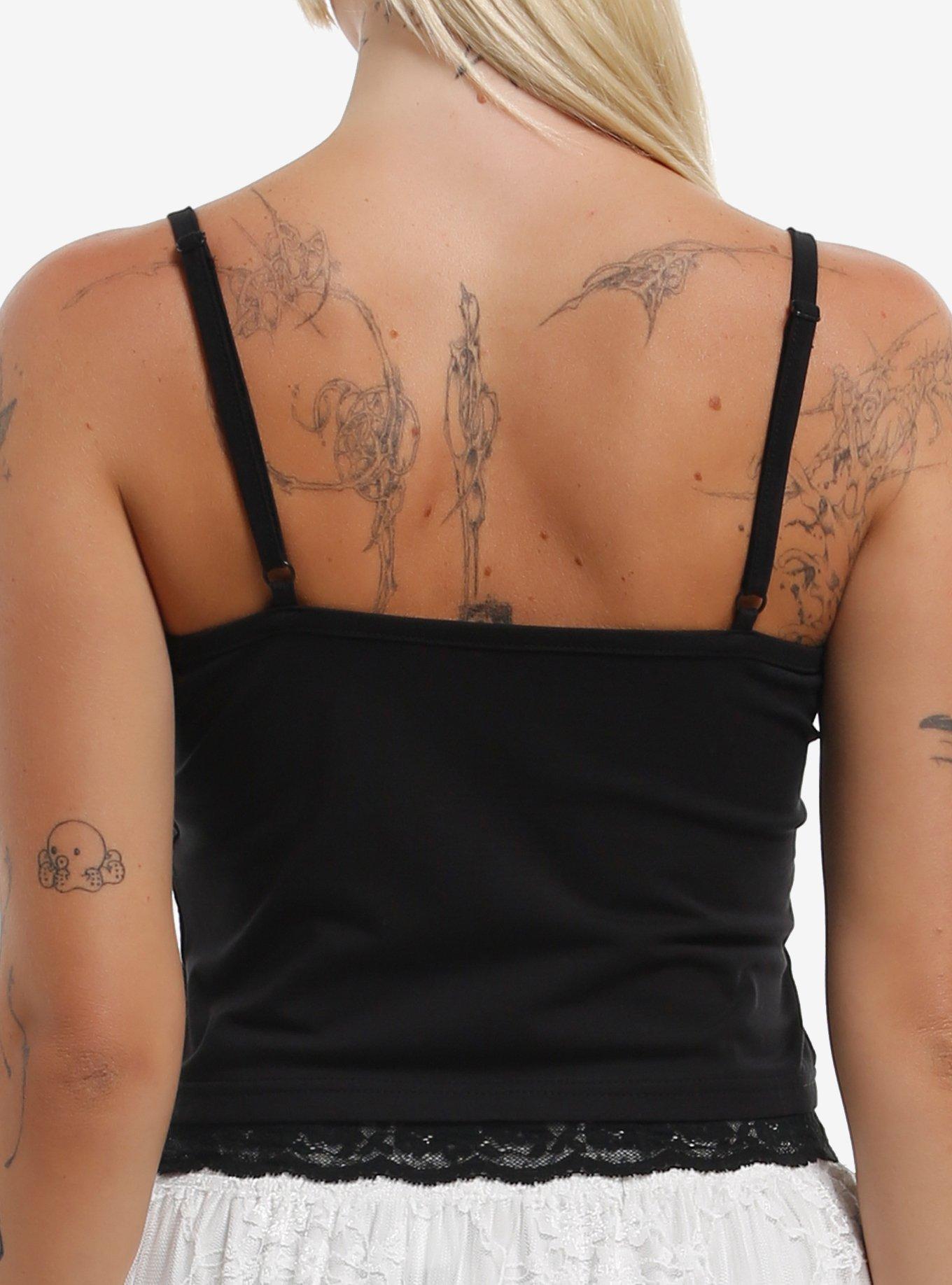 Sleep Token Floral Symbol Lace Girls Cami, BLACK, alternate