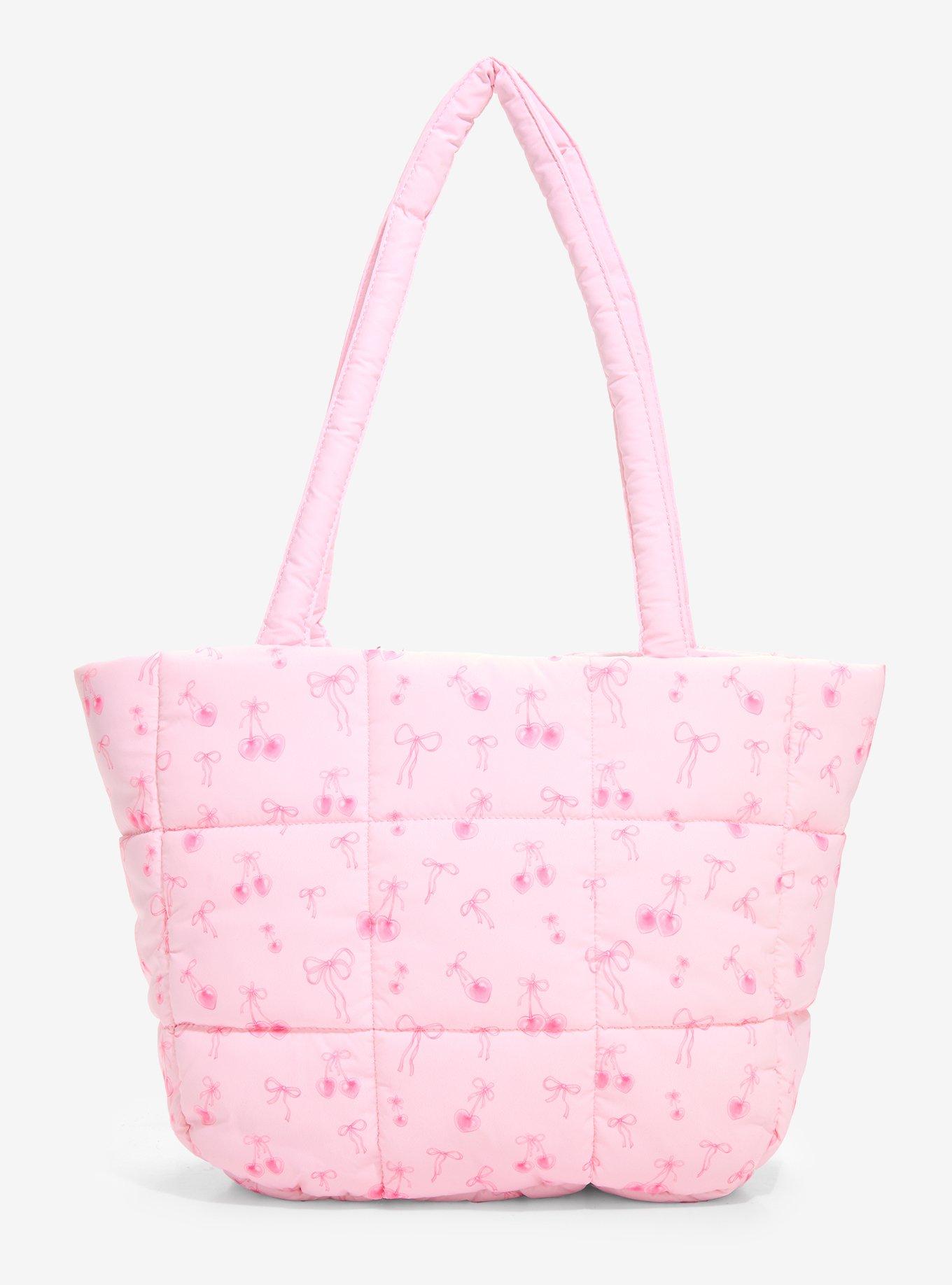 Pink Cherry Puffer Tote Bag, , alternate