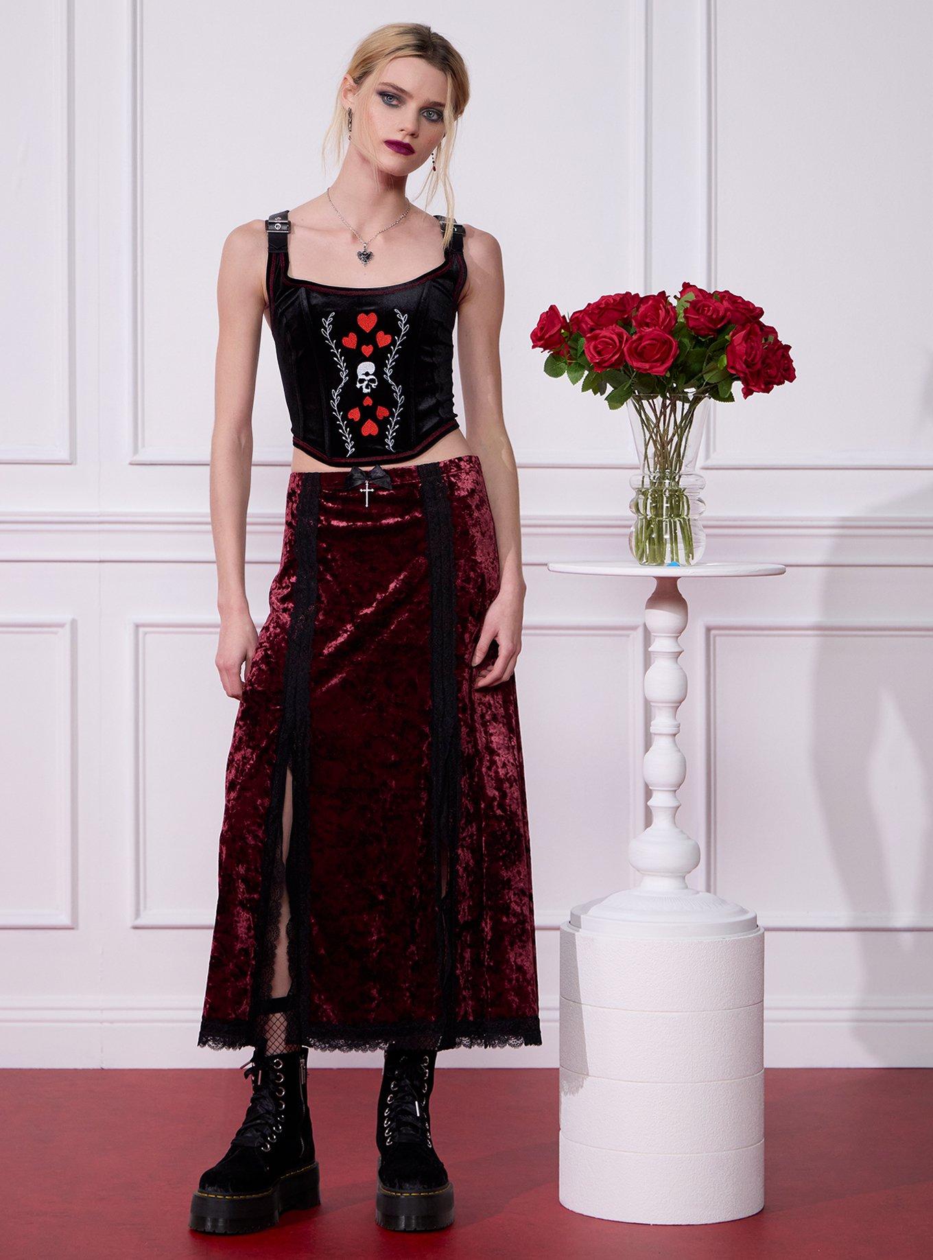 "Wuthering Heights" Velvet Corset Tank Top, , hi-res